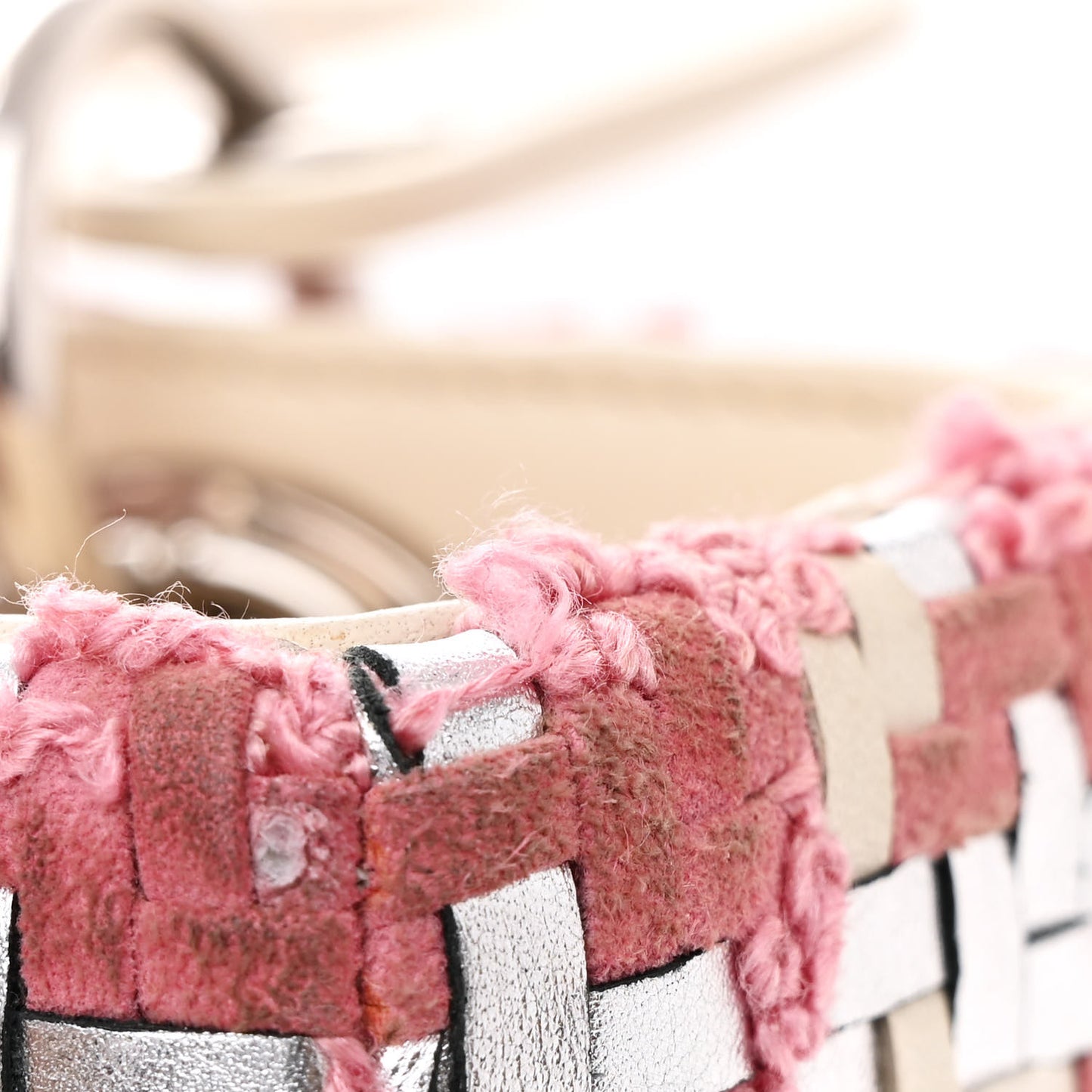 Lambskin Woven Tweed Medium Lady Dior Pink