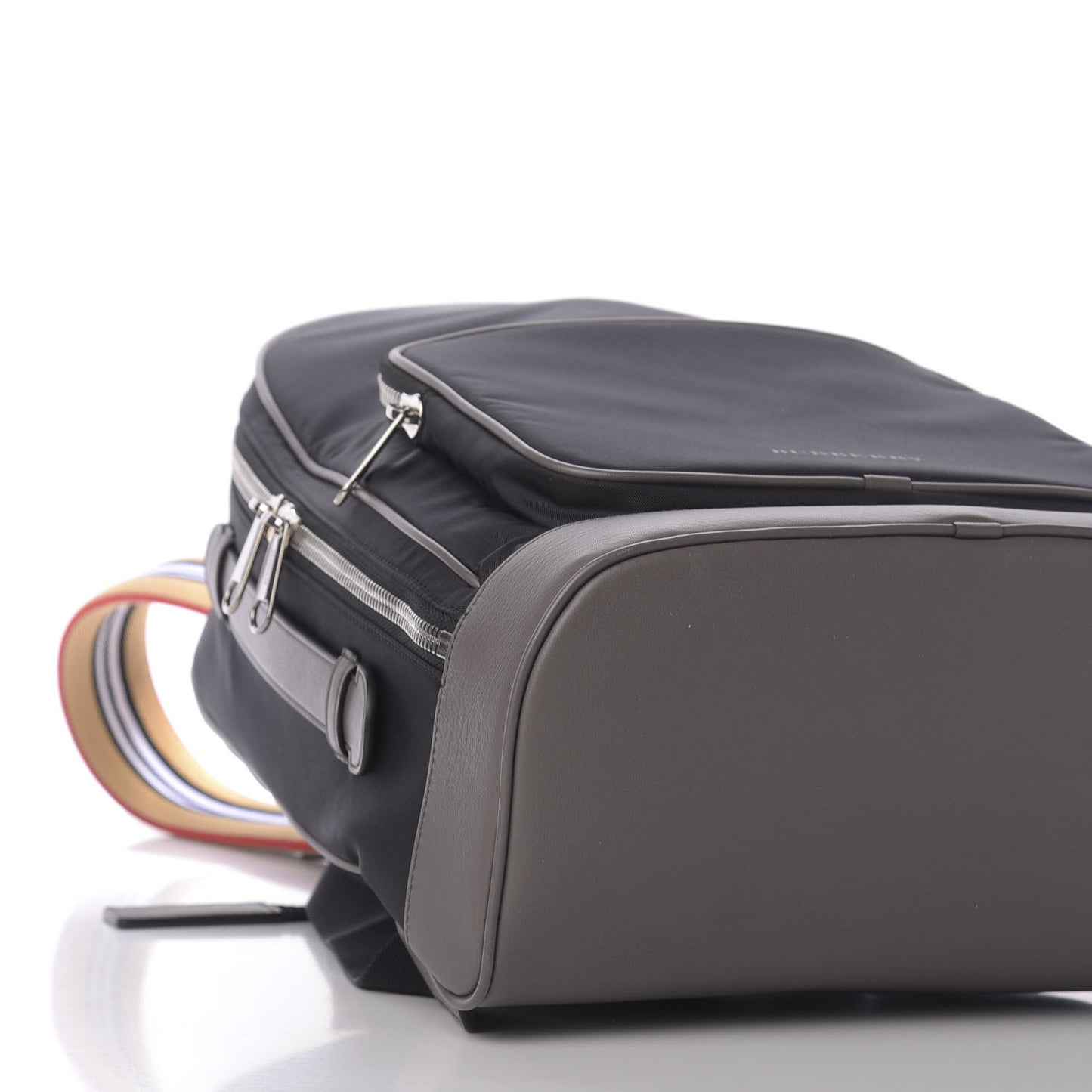 Nylon Calfskin Icon Stripe Backpack Black