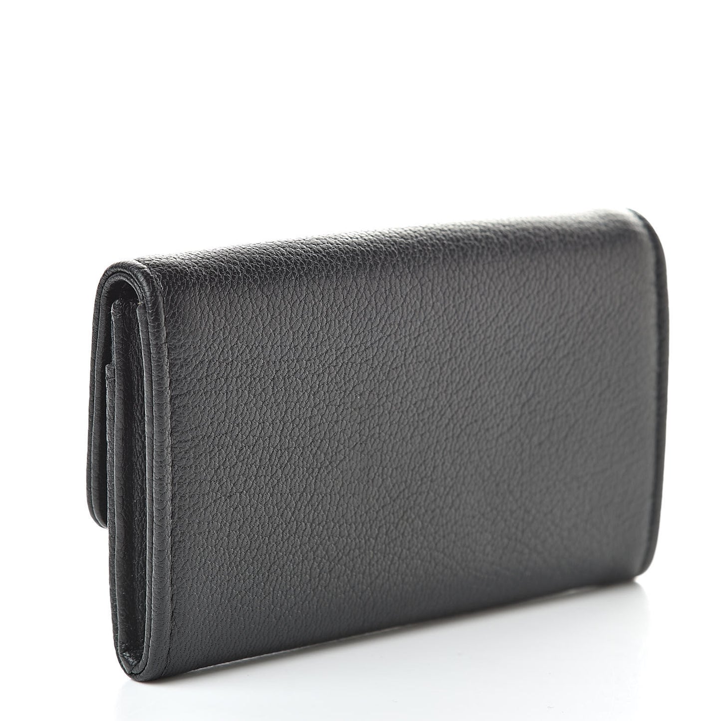 Goatskin Camellia CC Flap Card Holder Black