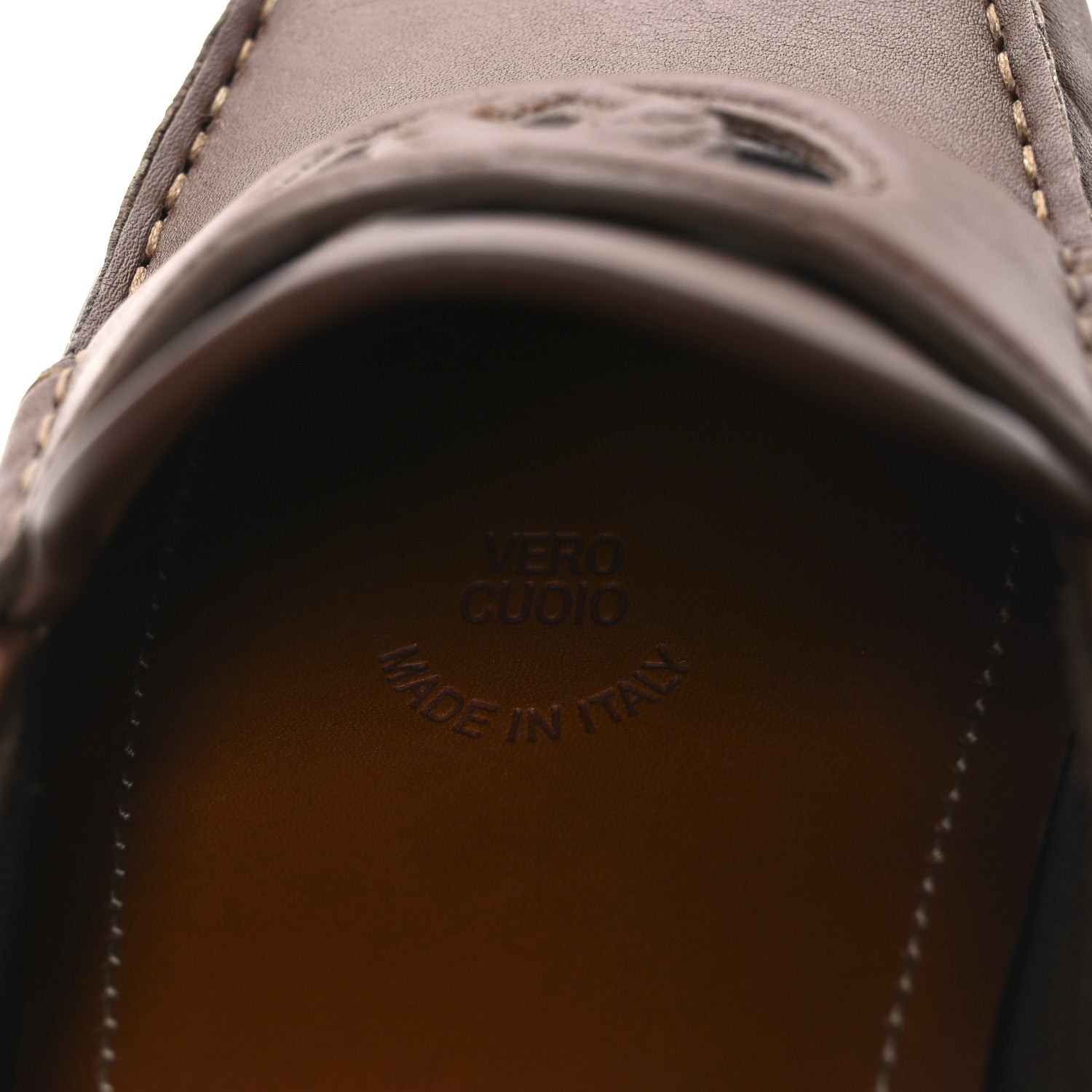 Gucci Soft Clove Calfskin GG Supreme Monogram Mens Interlocking G Driver Loafers 8 Brown 10 of 13