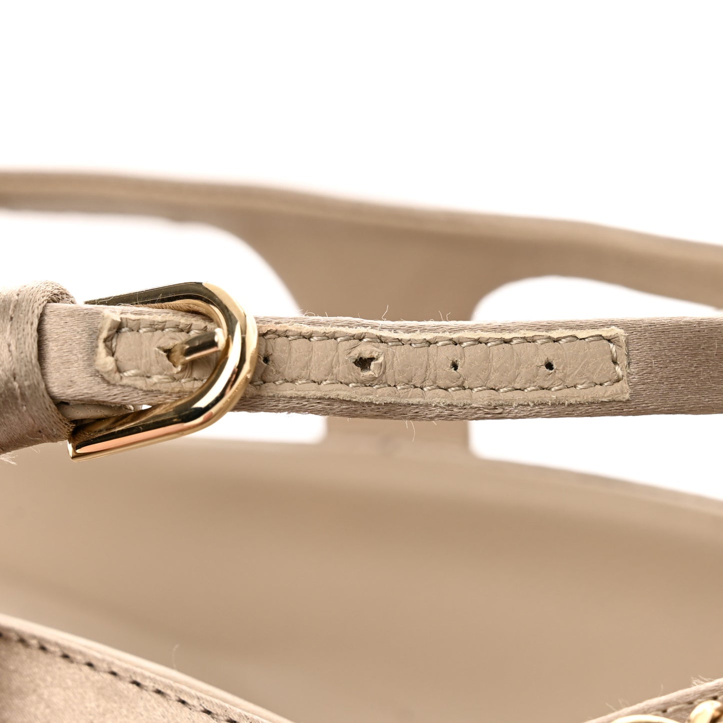 Satin Lambskin Chain Flat Sandals 41 Light Gold