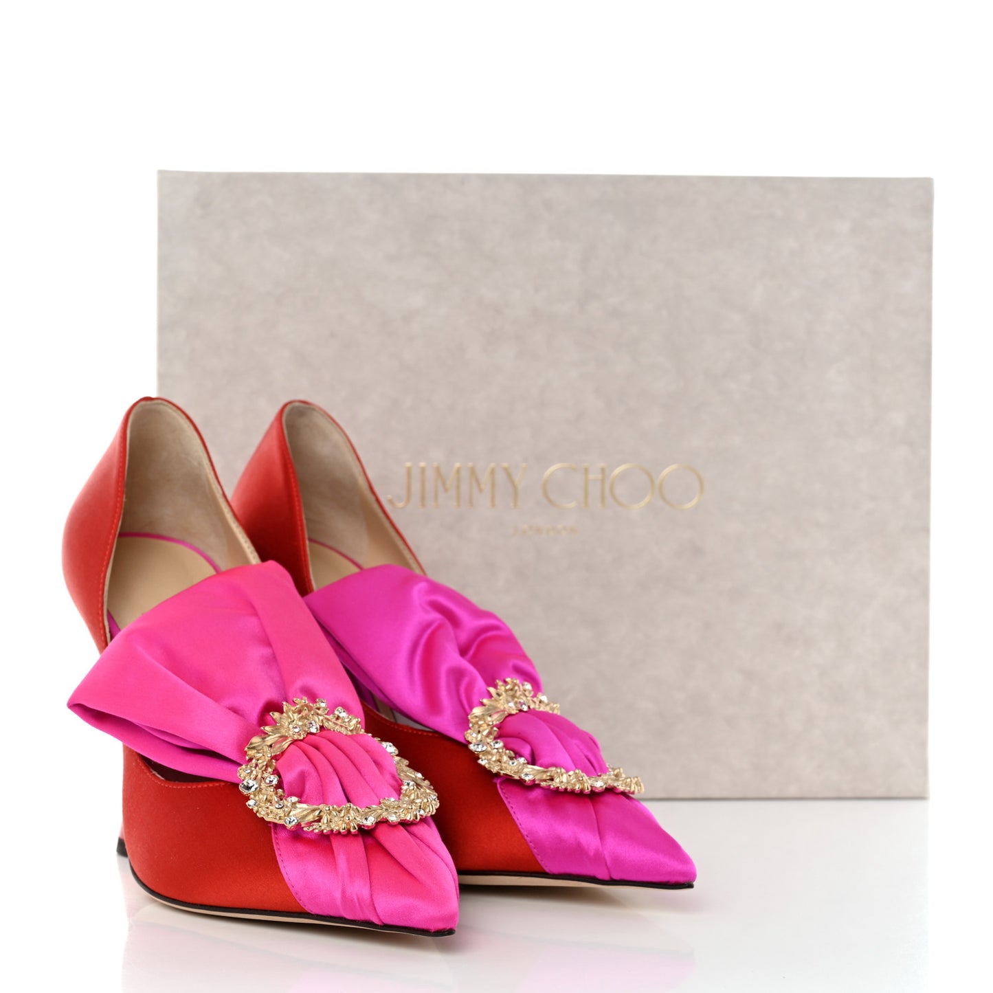 Satin Crystal Embellished Lyz 100 Pumps 36 Fuchsia Chilli
