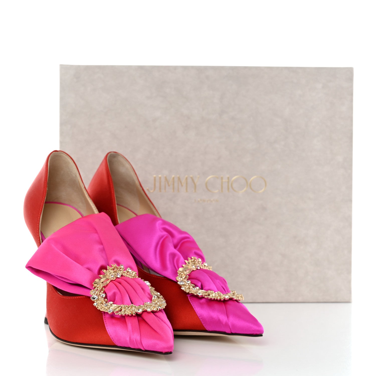 Jimmy Choo Satin Crystal Embellished Lyz 100 Pumps 36 Fuchsia Chilli 8 of 8
