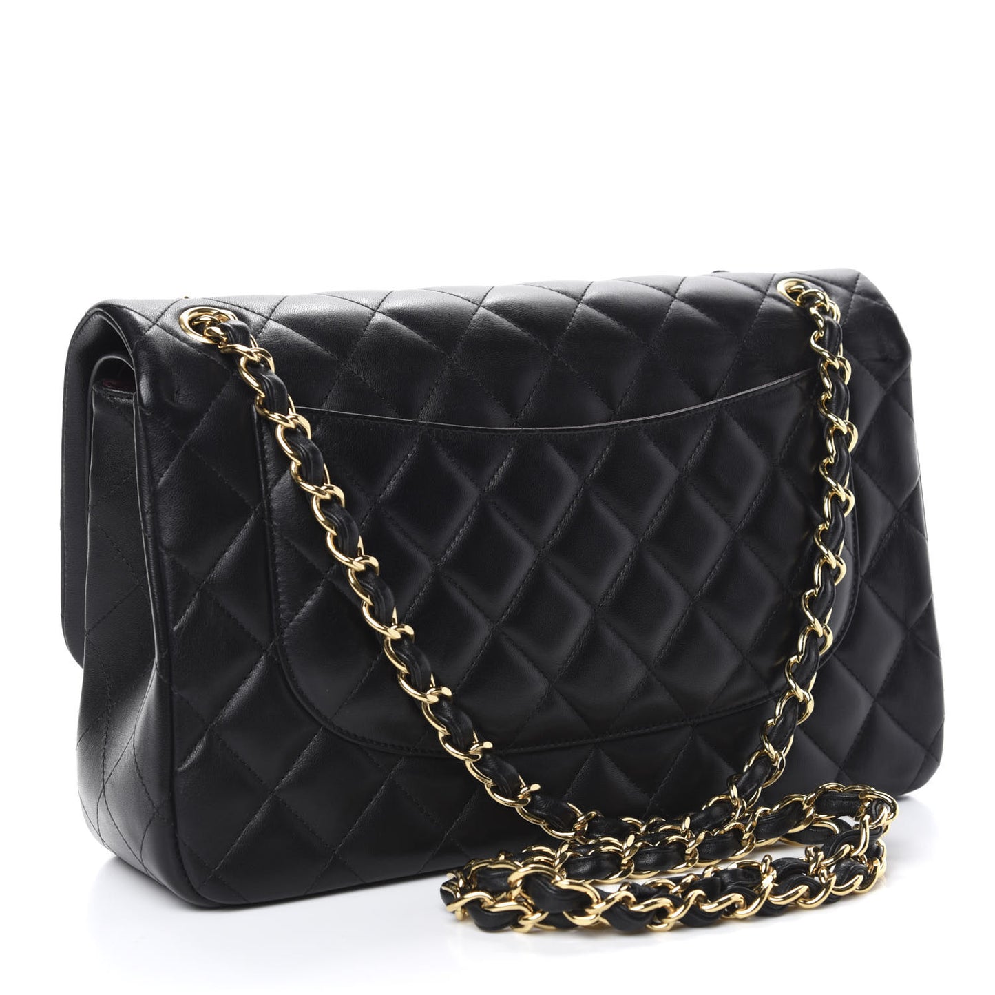 Lambskin Quilted Jumbo Double Flap Black