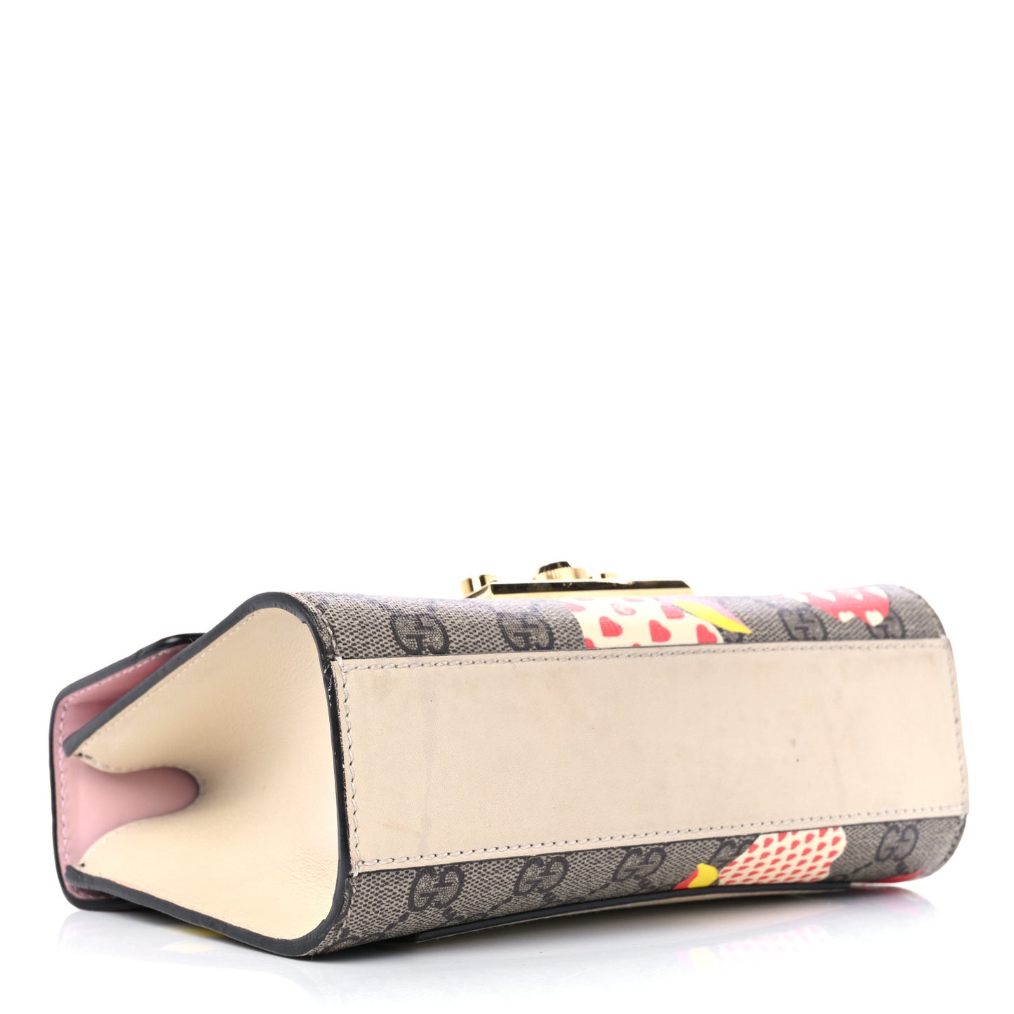 GG Supreme Monogram Les Pommes Small Padlock Shoulder Bag Beige Ebony Multicolor Pink