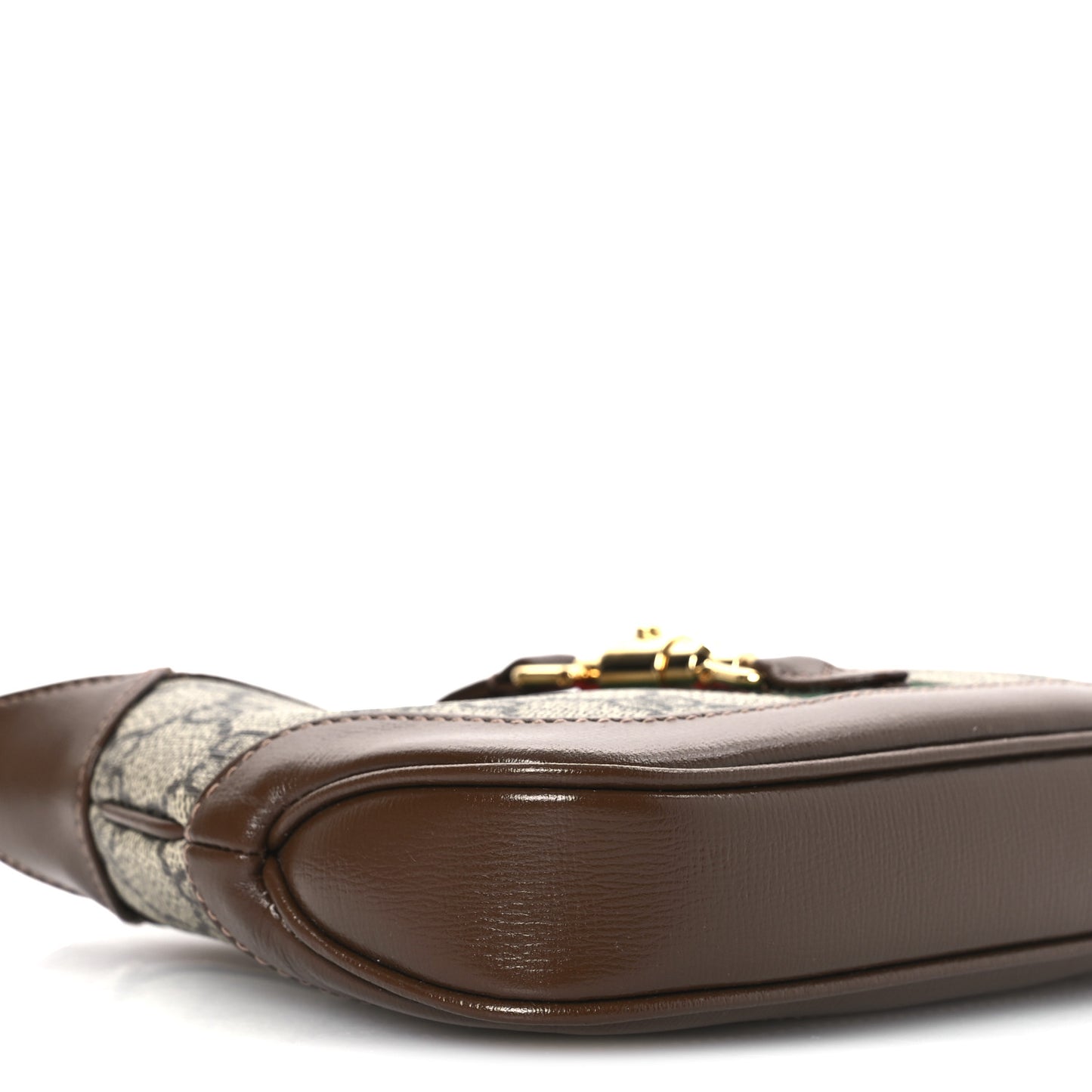 GG Supreme Monogram Azalea Calfskin Web Mini Jackie 1961 Hobo Beige Ebony Brown Sugar