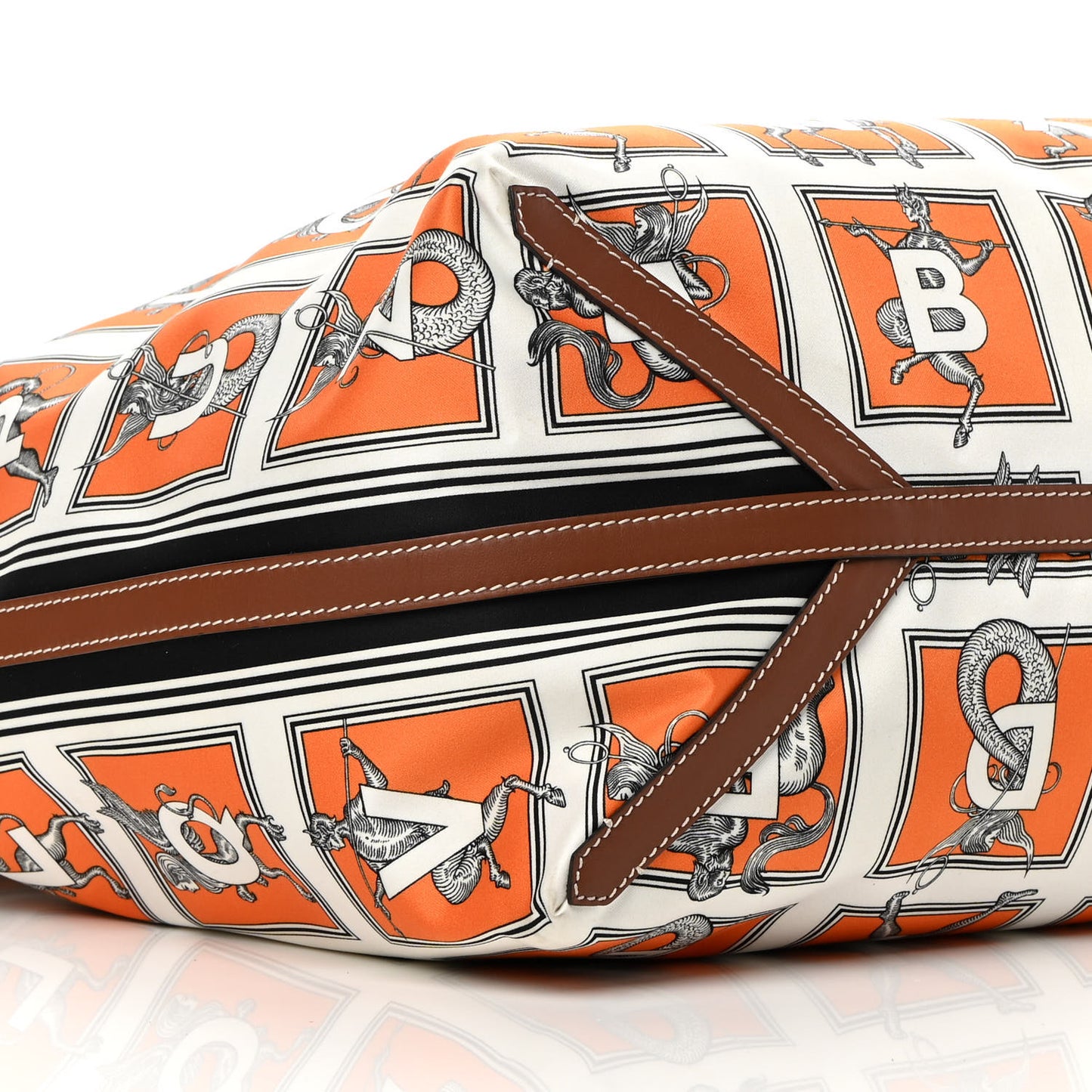 Satin Mythical Alphabet Print Bag Orange White