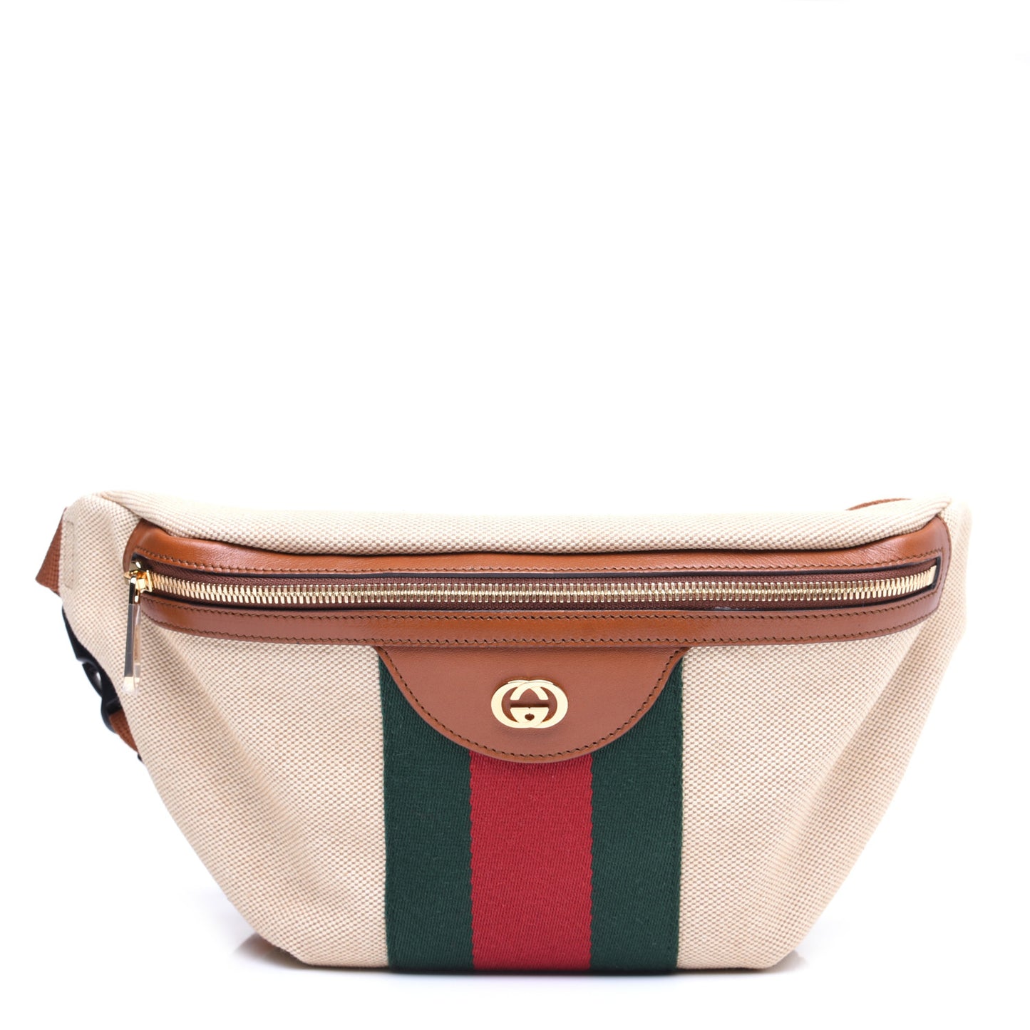 Vintage Canvas Web Belt Bag Sand Cuir