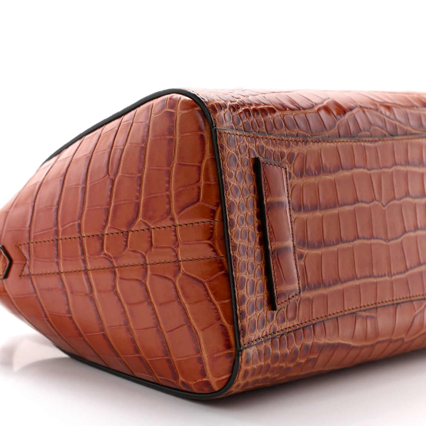 Calfskin Crocodile Embossed Small Antigona Cognac