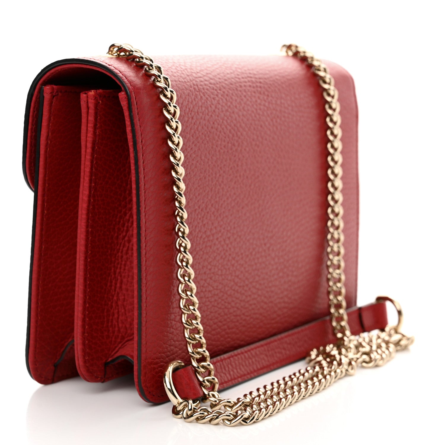 Gucci Dollar Calfskin Small Interlocking G Shoulder Bag Red 3 of 10