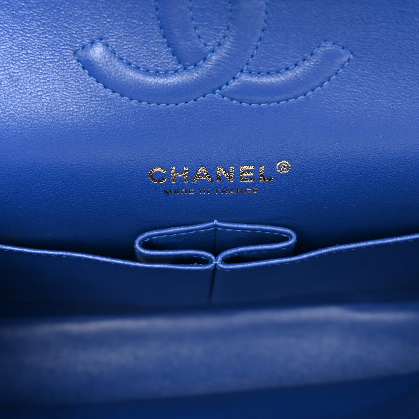 Lambskin Quilted Medium Double Flap Royal Blue