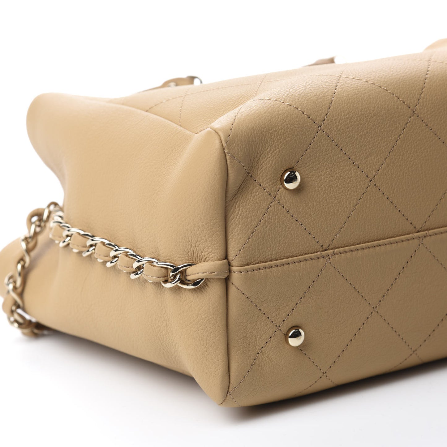 Bullskin Stitched Medium Shopping Bag Beige