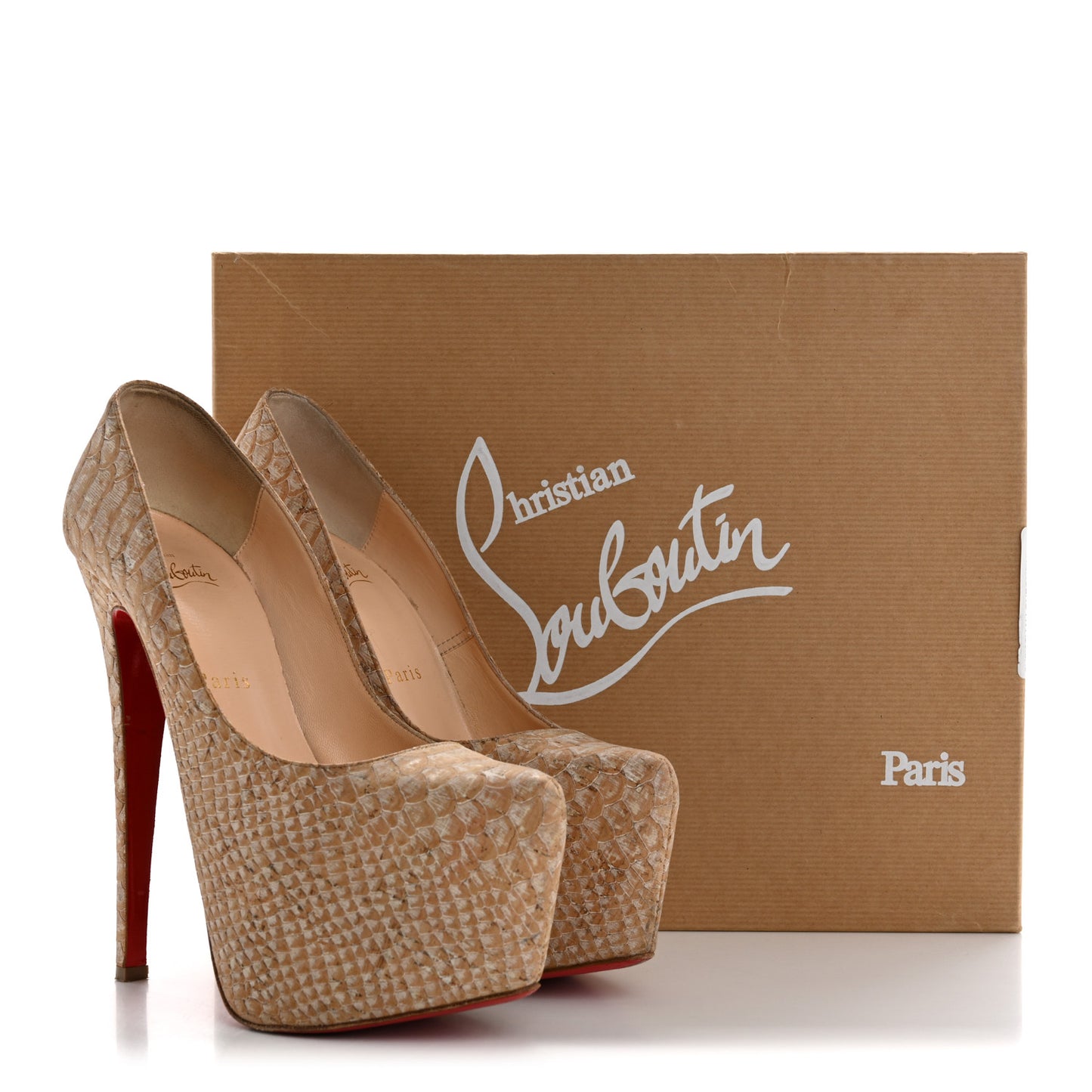 Cork Snake Embossed Daffodile 160 Pumps 36.5 Beige