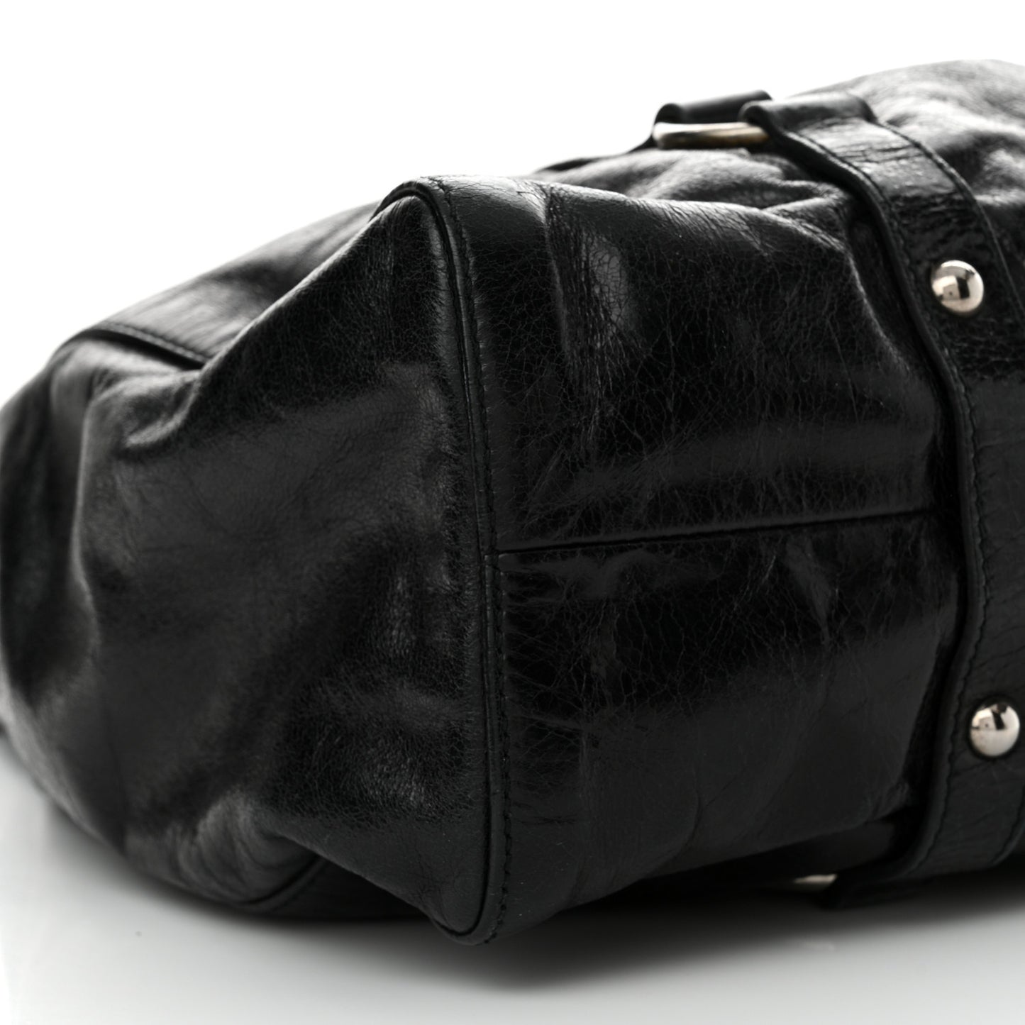 Vitello Lux Gathered Tote Black