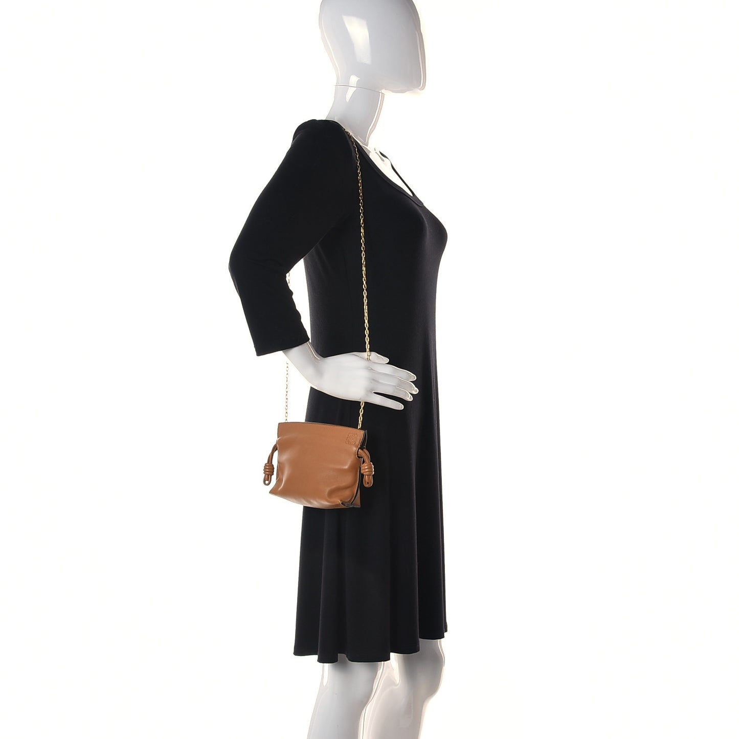 Calfskin Nano Flamenco Knot Clutch Warm Desert