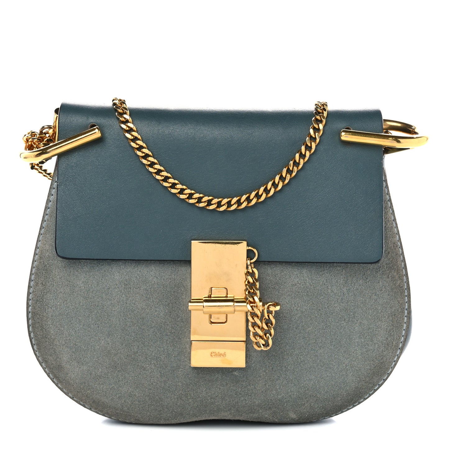 Suede Smooth Calfskin Mini Drew Shoulder Bag Cloudy Blue