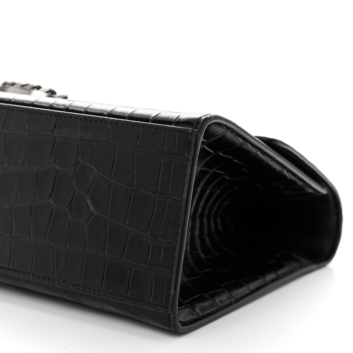 Calfskin Crocodile Embossed The St Marc Large Top Handle Bag Black