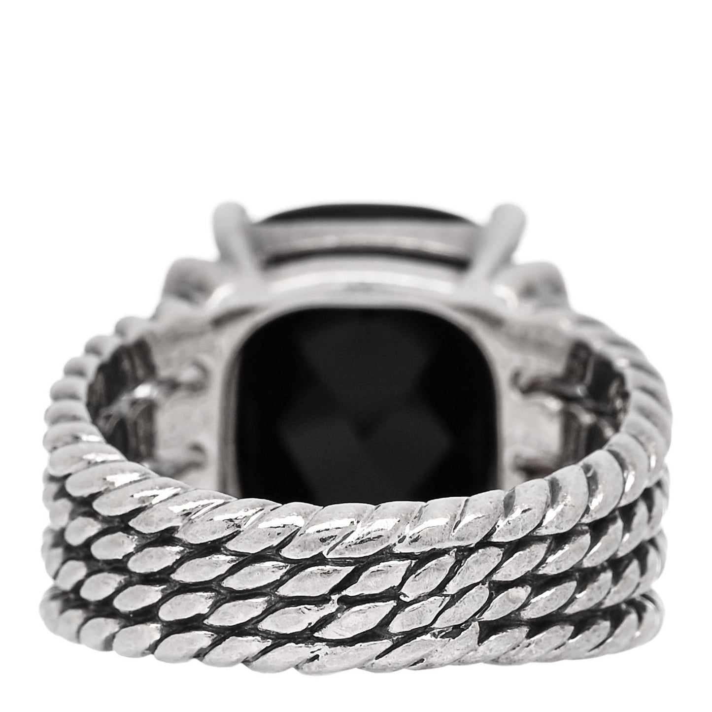 Sterling Silver Diamond Black Onyx 16mm Wheaton Ring 58 8.25