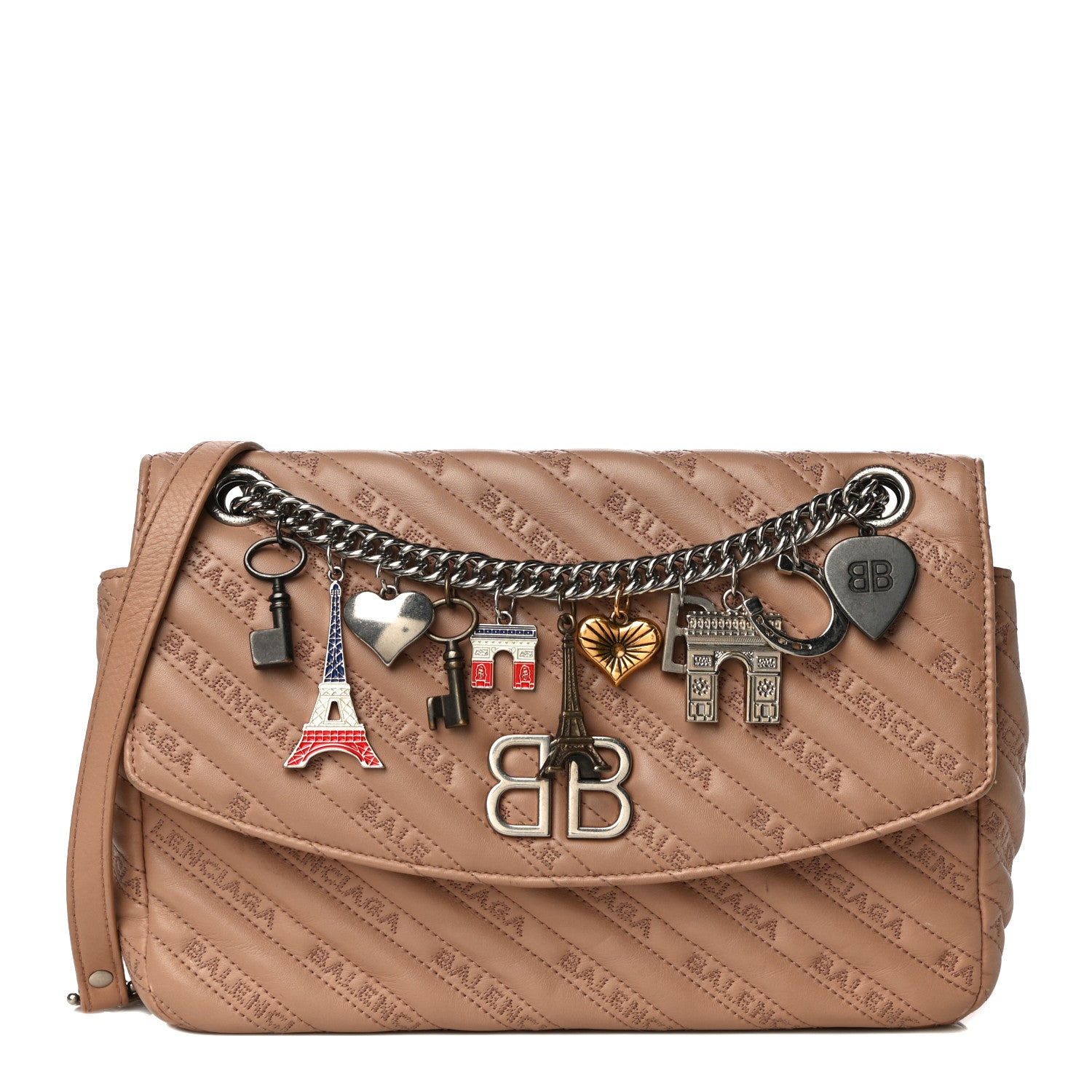 m*a様 BALENCIAGA BBロゴ shoulder bag Balenciaga Calfskin BB Matelasse Logo Charms Shoulder Bag Brown