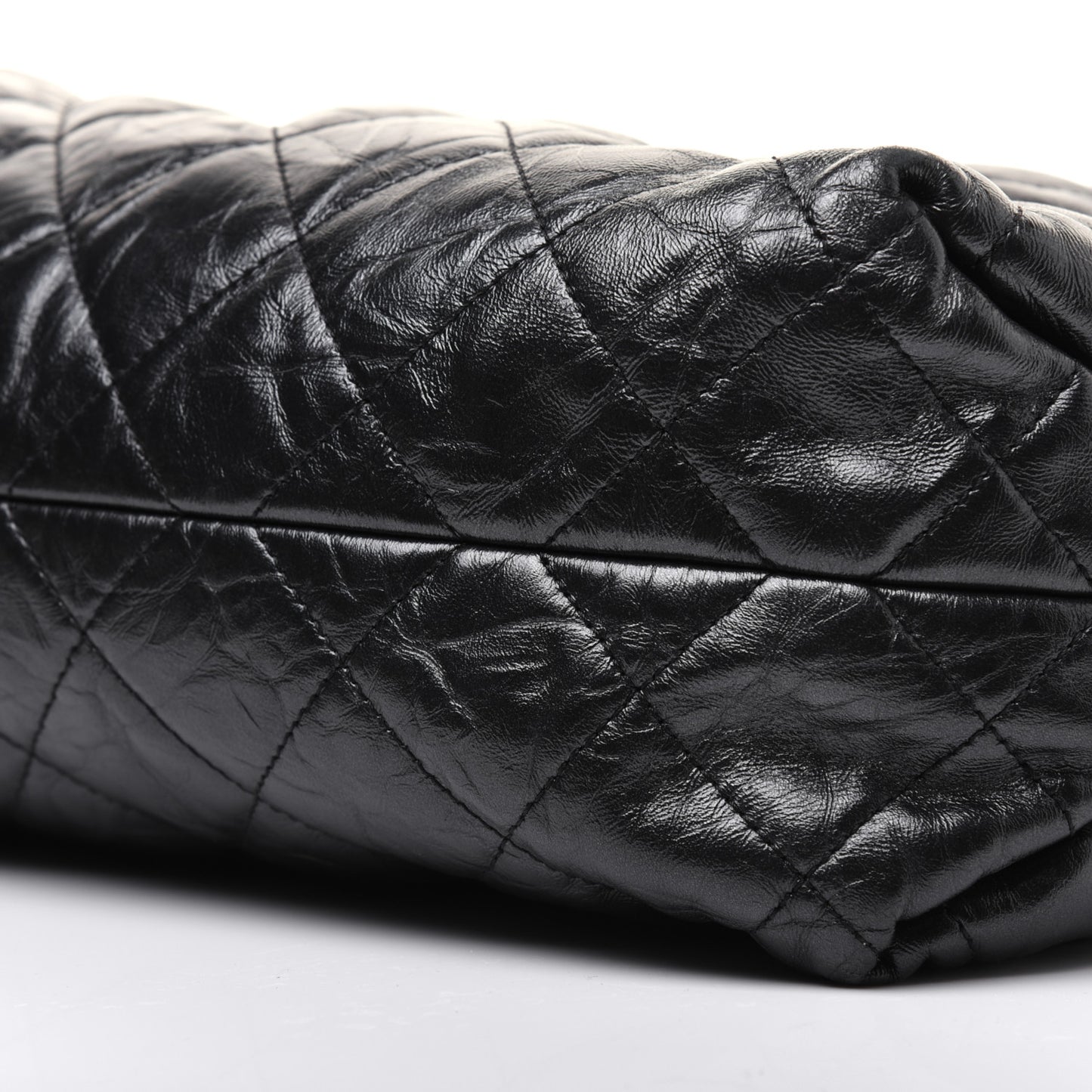 Metallic Crackled Calfskin Quilted Large Big Bang Hobo Black