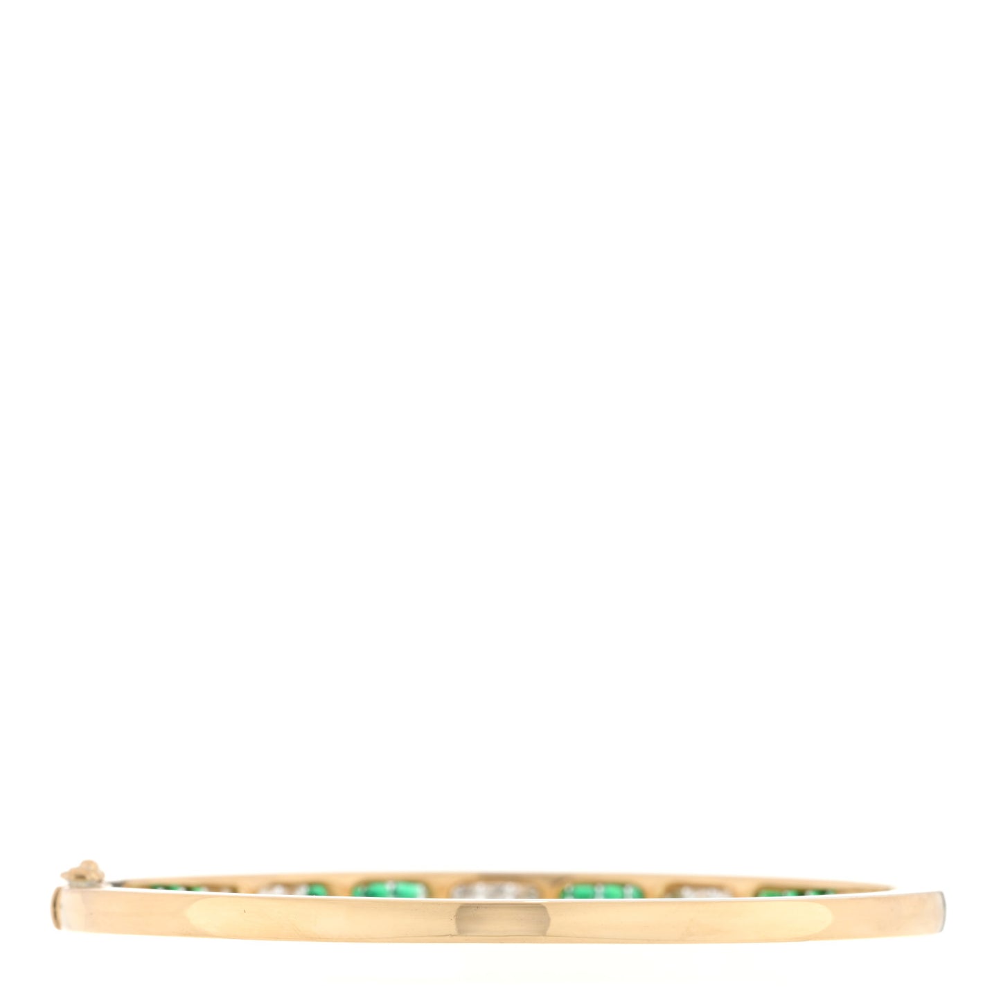 18K Yellow Gold Diamond Emerald Bangle Bracelet
