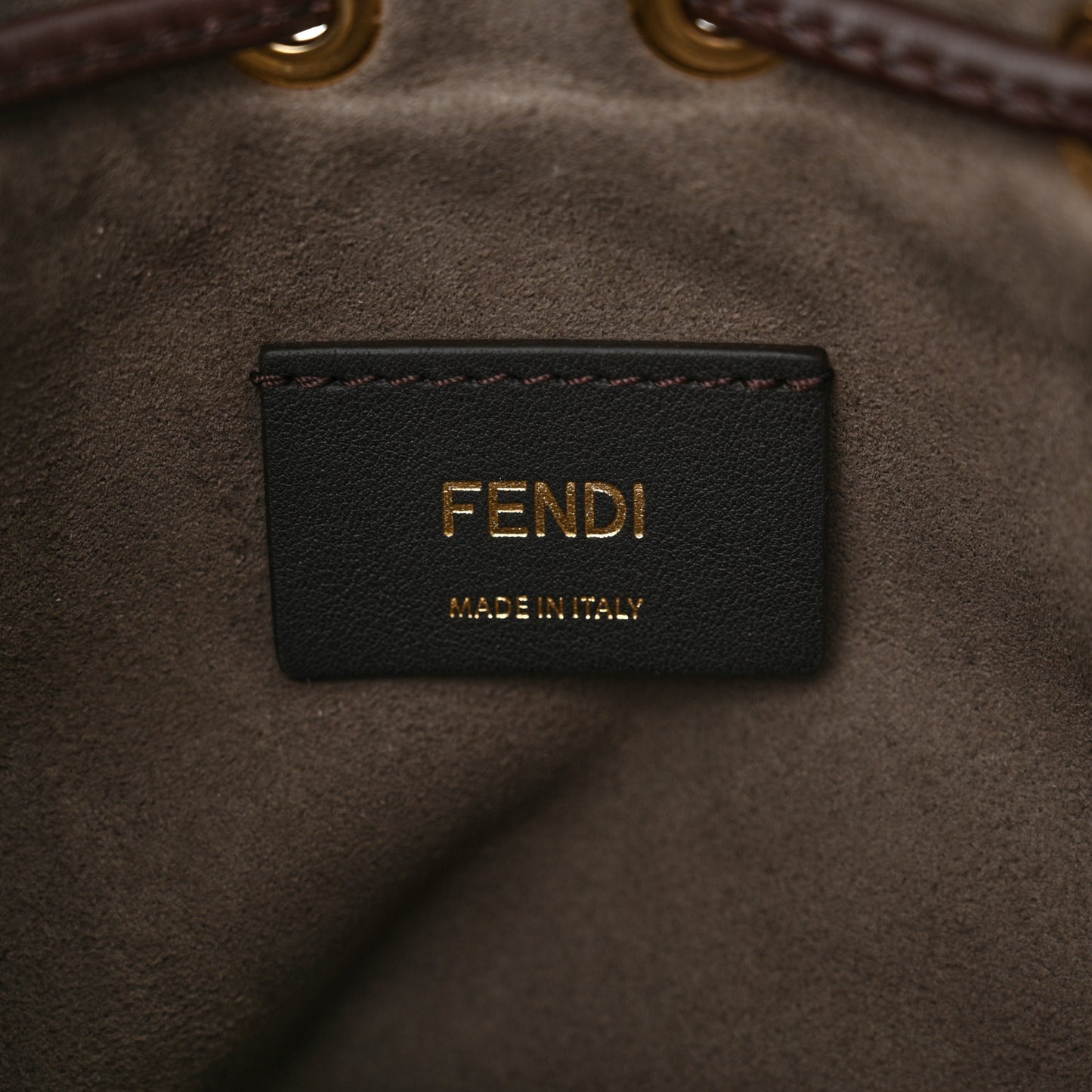 Suede Vitello King F is Fendi Micro FF Mini Mon Tresor Bucket Bag Sigaro Marrone Ebano