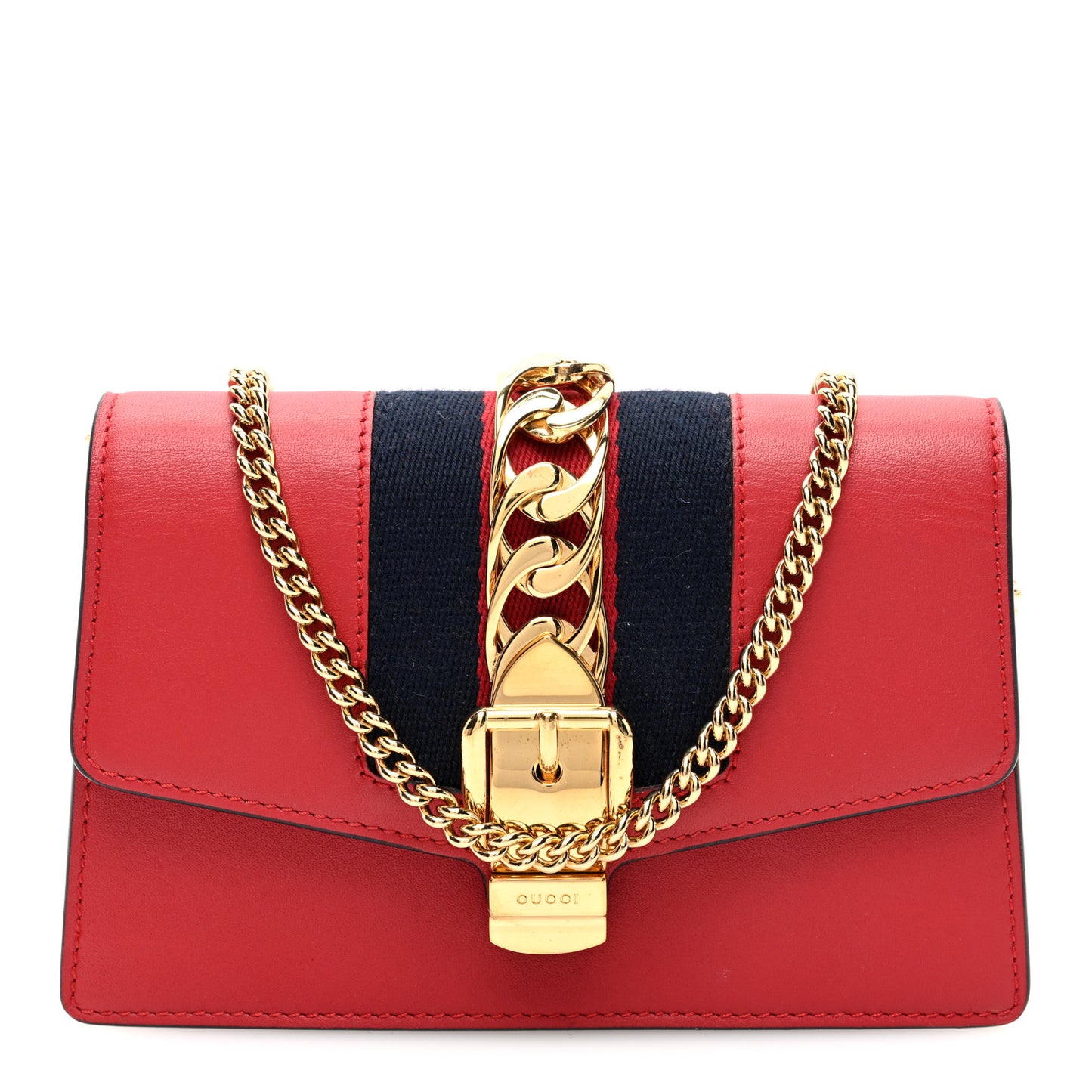 Calfskin Super Mini Sylvie Chain Shoulder Bag Hibiscus Red