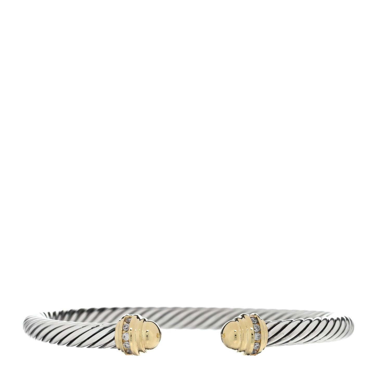 Sterling Silver 18K Yellow Gold Diamond 5mm Dome Cable Classics Bracelet