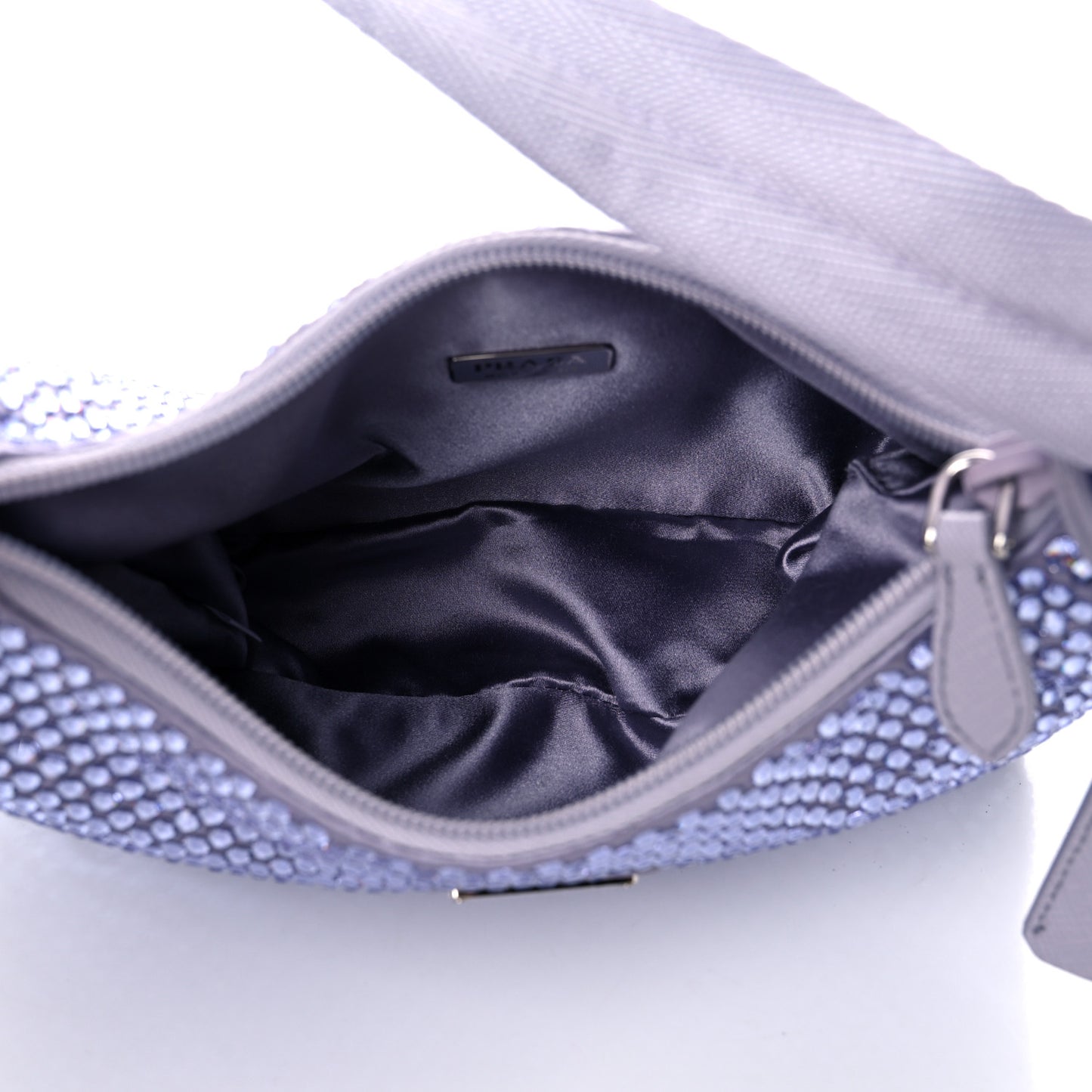 Satin Crystal Mini Re-Edition 2000 Bag Glicine