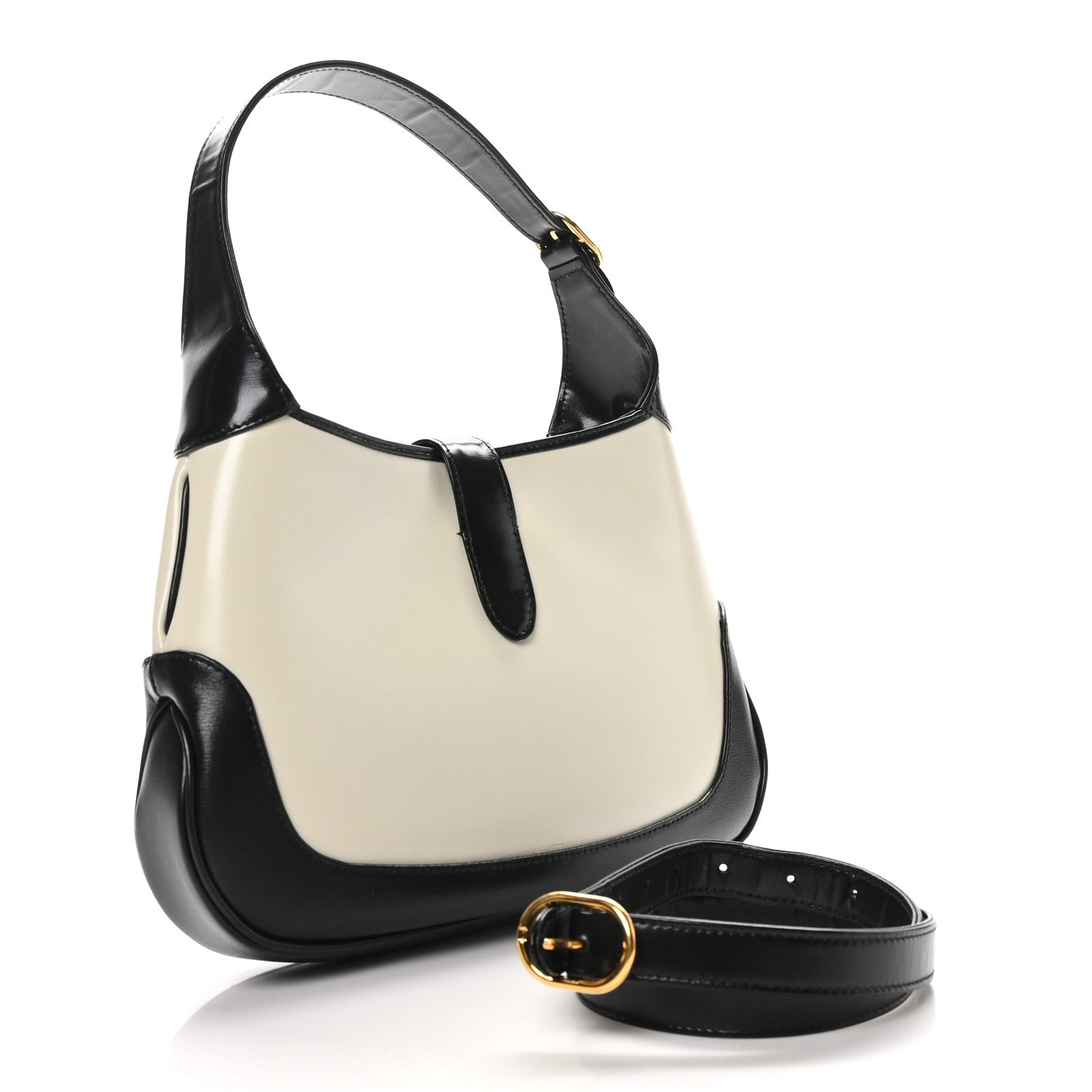 Gucci Boarded Dyana Lux Calfskin Bi-Color Small Jackie 1961 Hobo Mystic White Black 2 of 13