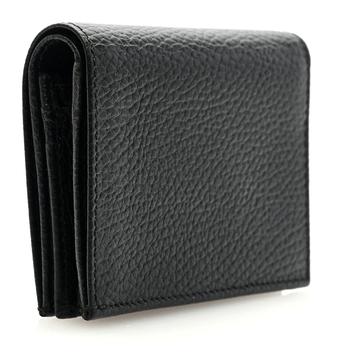 Dollar Calfskin Enamel Monochrome GG Marmont Card Case Black