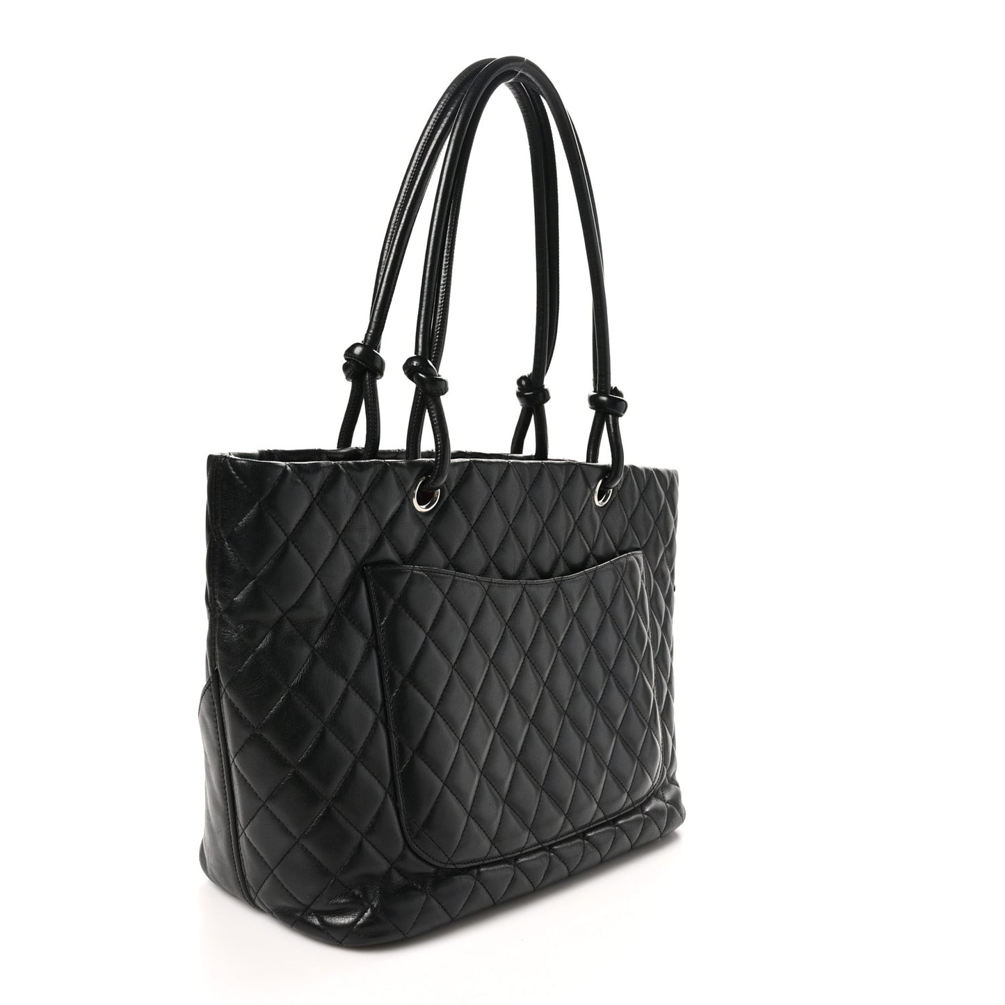 Calfskin Quilted Large Cambon Tote Black