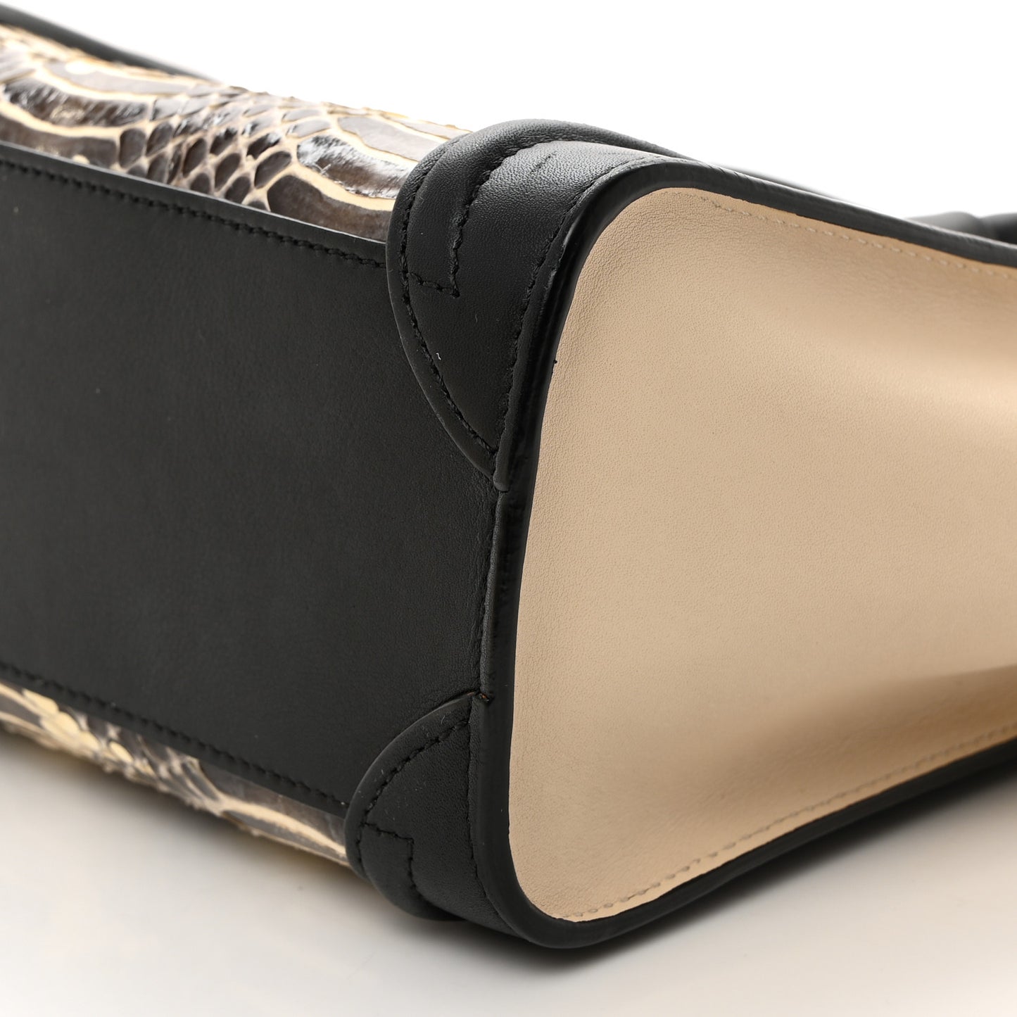 Watersnake Calfskin Nano Tri-Color Luggage Black
