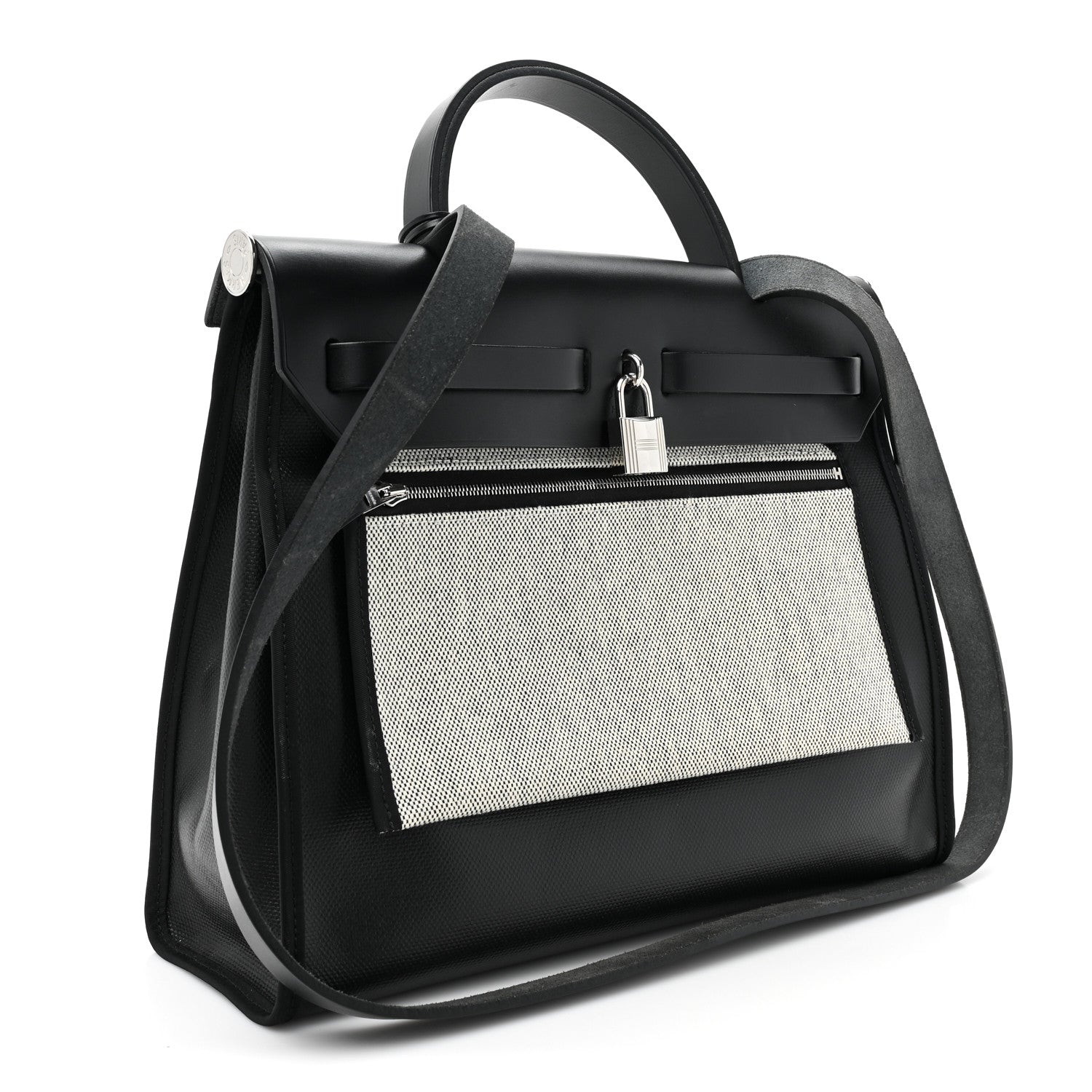 Hermes Toile H Berline Vache Hunter Herbag Zip PM 31 Black Ecru 4 of 13