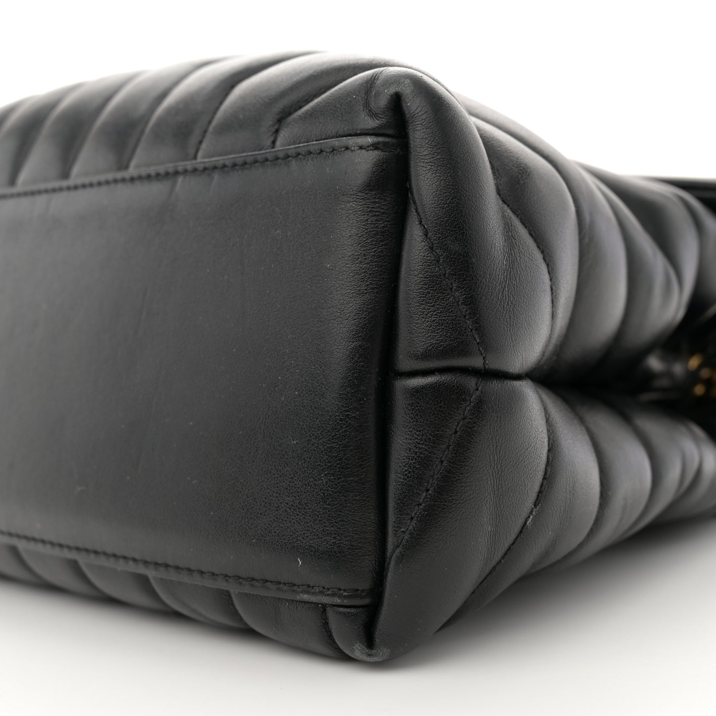 Calfskin Y Quilted Monogram Medium Loulou Chain Satchel Black