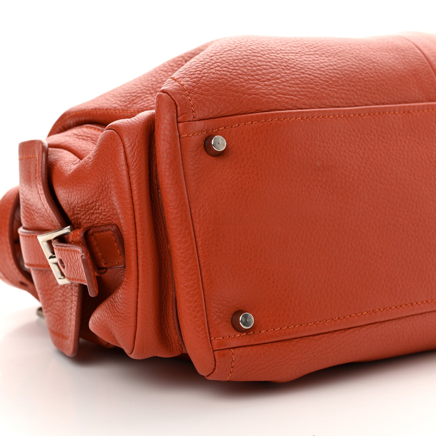 Prada Vitello Daino Buckle Shoulder Bag Mandarin 8 of 13