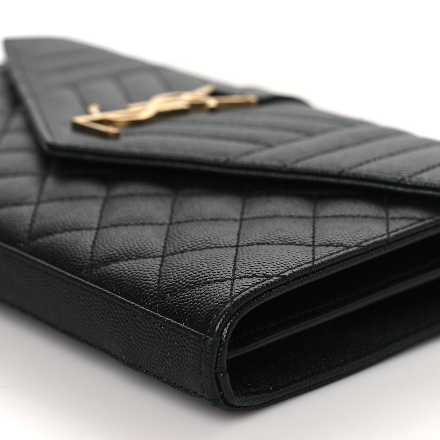 Grain De Poudre Mixed Matelasse Triquilt Monogram Chain Wallet Black