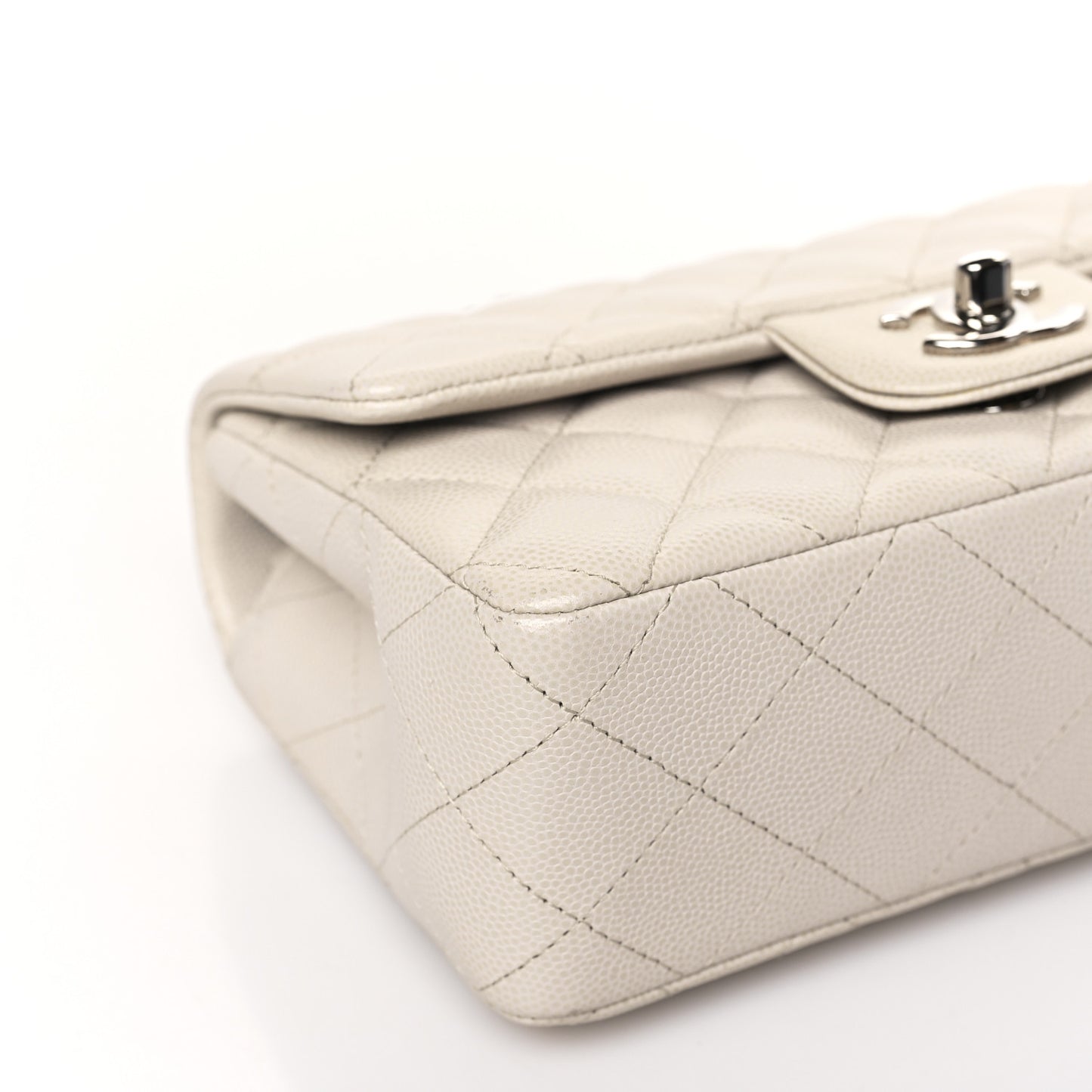 Caviar Quilted Mini Rectangular Flap Ivory