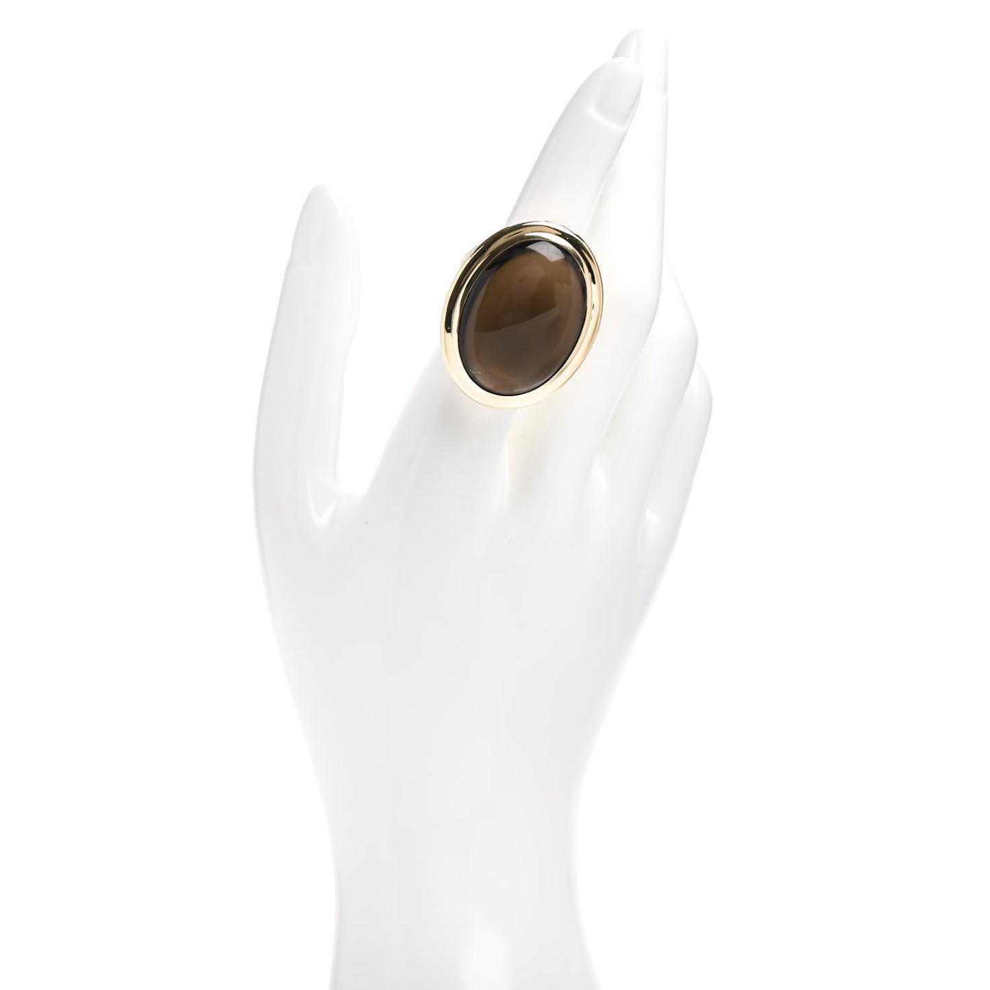 18K Yellow Gold Smoky Quartz 21mm Oval Signature Ring 54 6.75