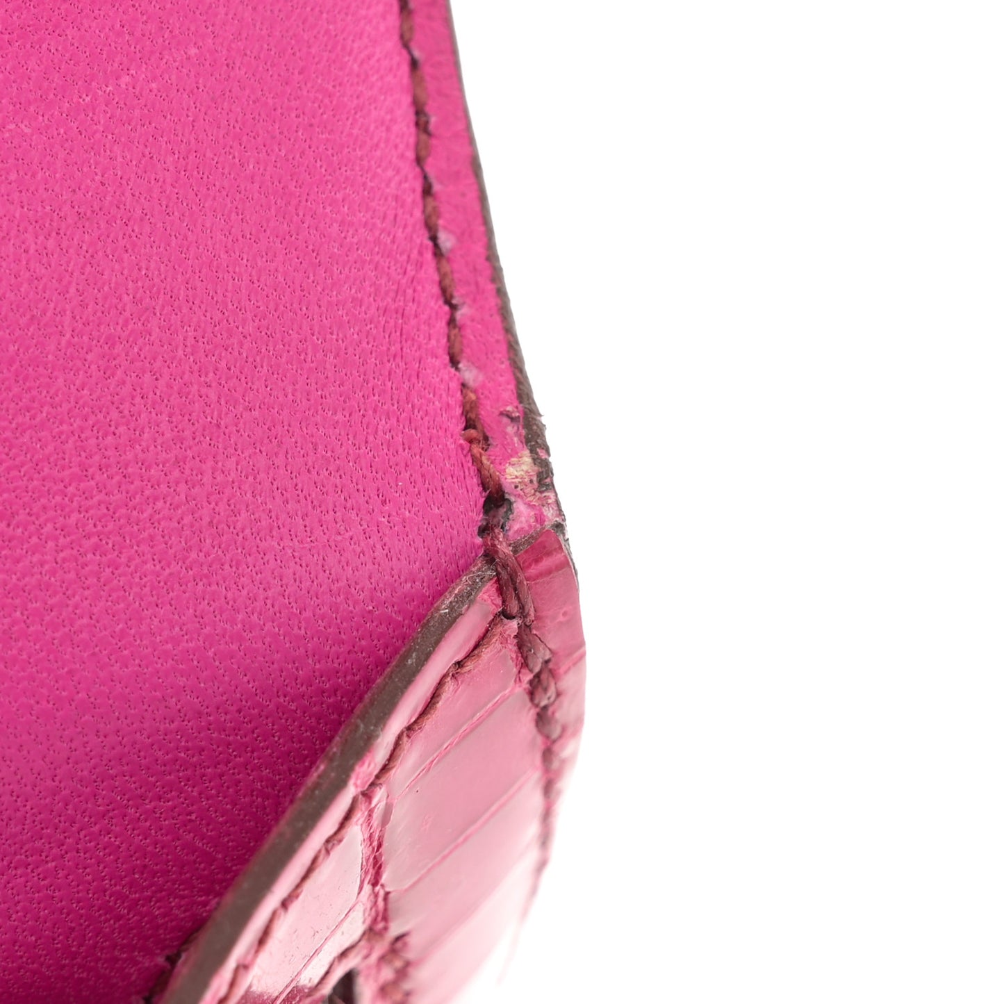 Shiny Niloticus Crocodile Kelly Pochette Fuchsia