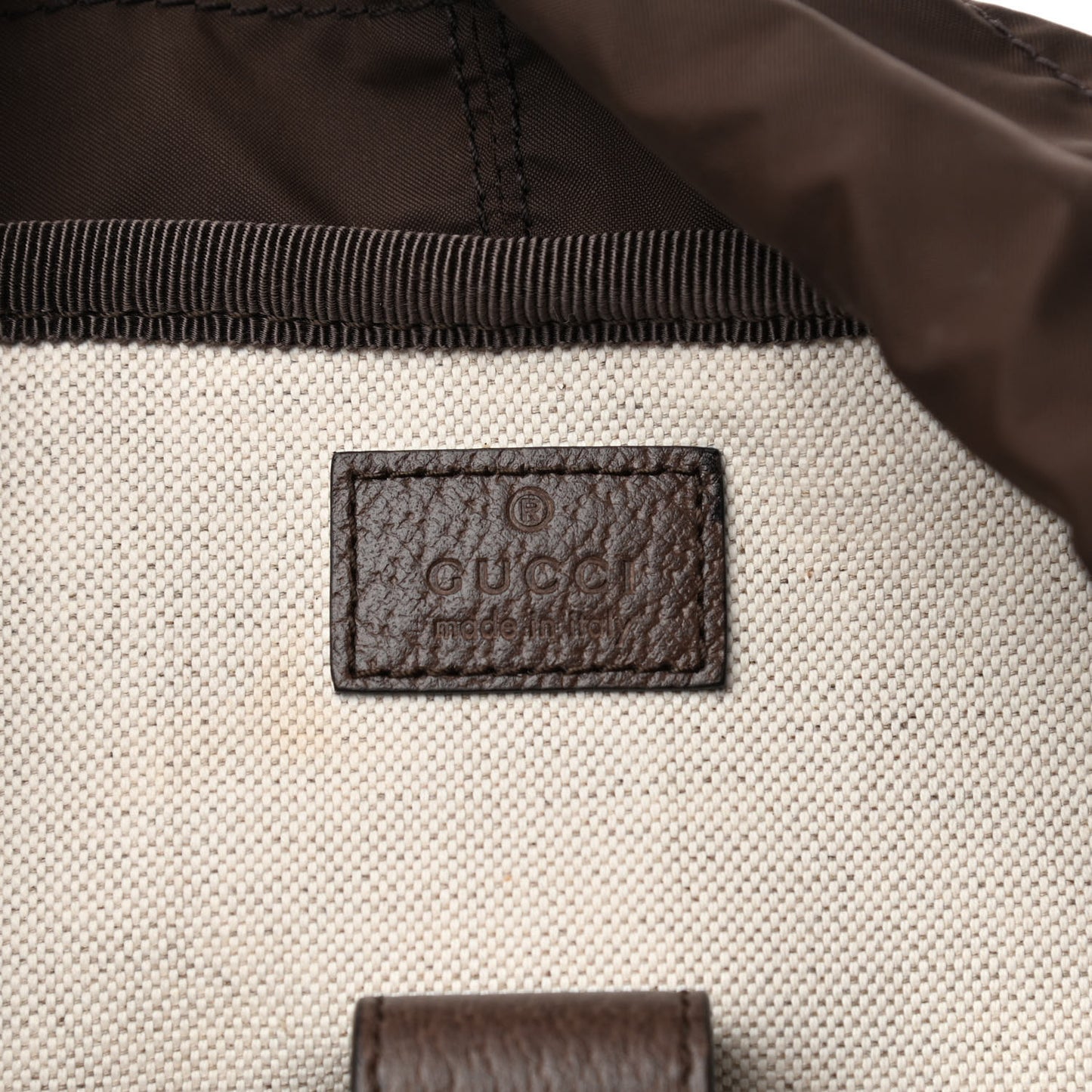 GG Supreme Monogram Medium Ophidia Double Buckle Backpack Brown