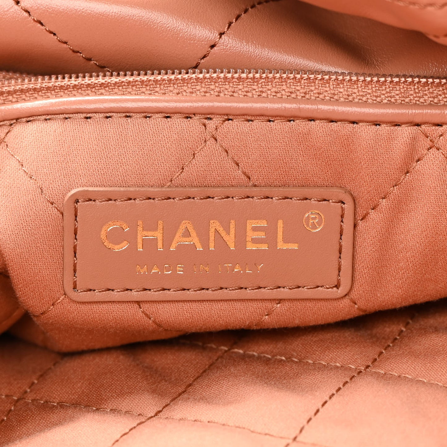 Shiny Calfskin Quilted Chanel 22 Camel