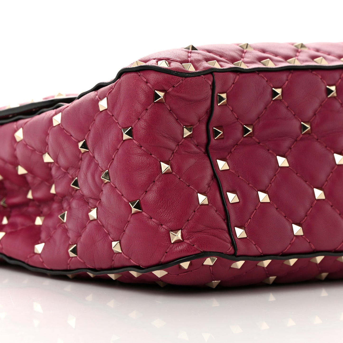 Nappa Large Rockstud Spike Shoulder Bag Camelia