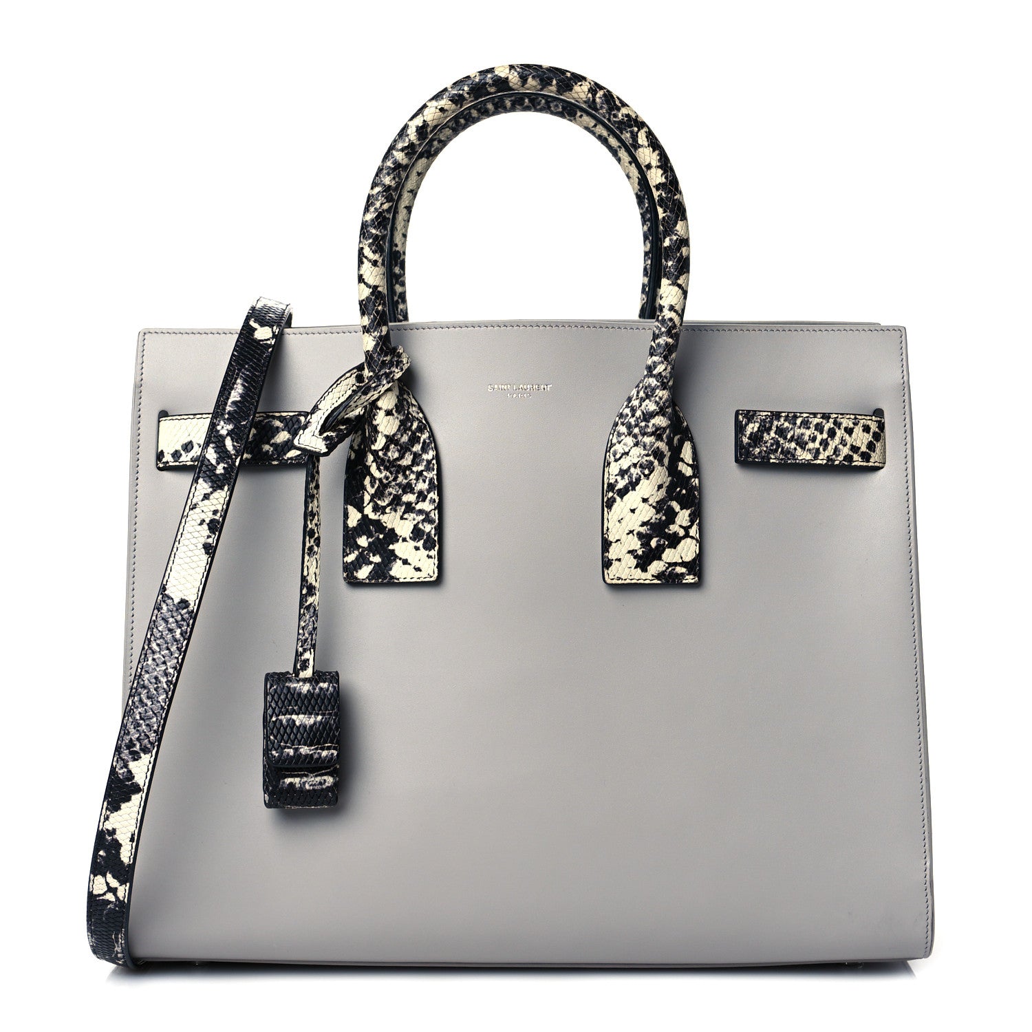 Saint Laurent Calfskin Embossed Python Small Sac De Jour Souris 1 of 9