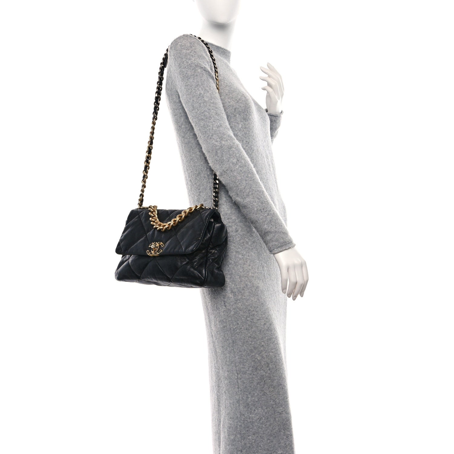 Chanel Lambskin Quilted Large Chanel 19 Flap Black 3 of 9