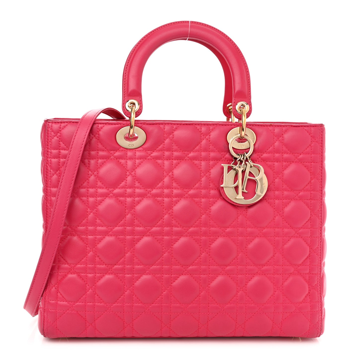 Lambskin Cannage Large Lady Dior Fuchsia