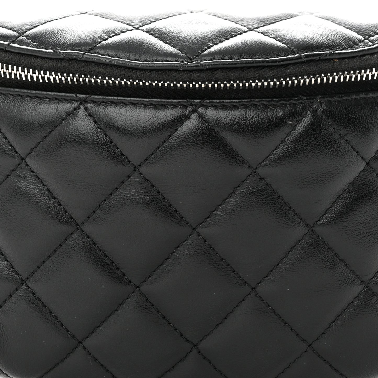 Calfskin Quilted Waist Belt Bag Black