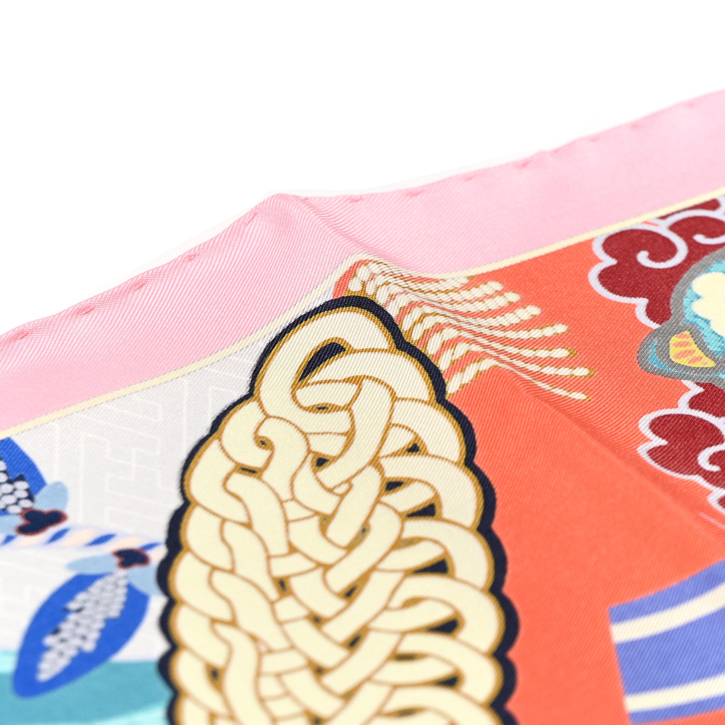 Silk Twill Duo Cosmique Scarf 90 Rose Pale Bleu Orange