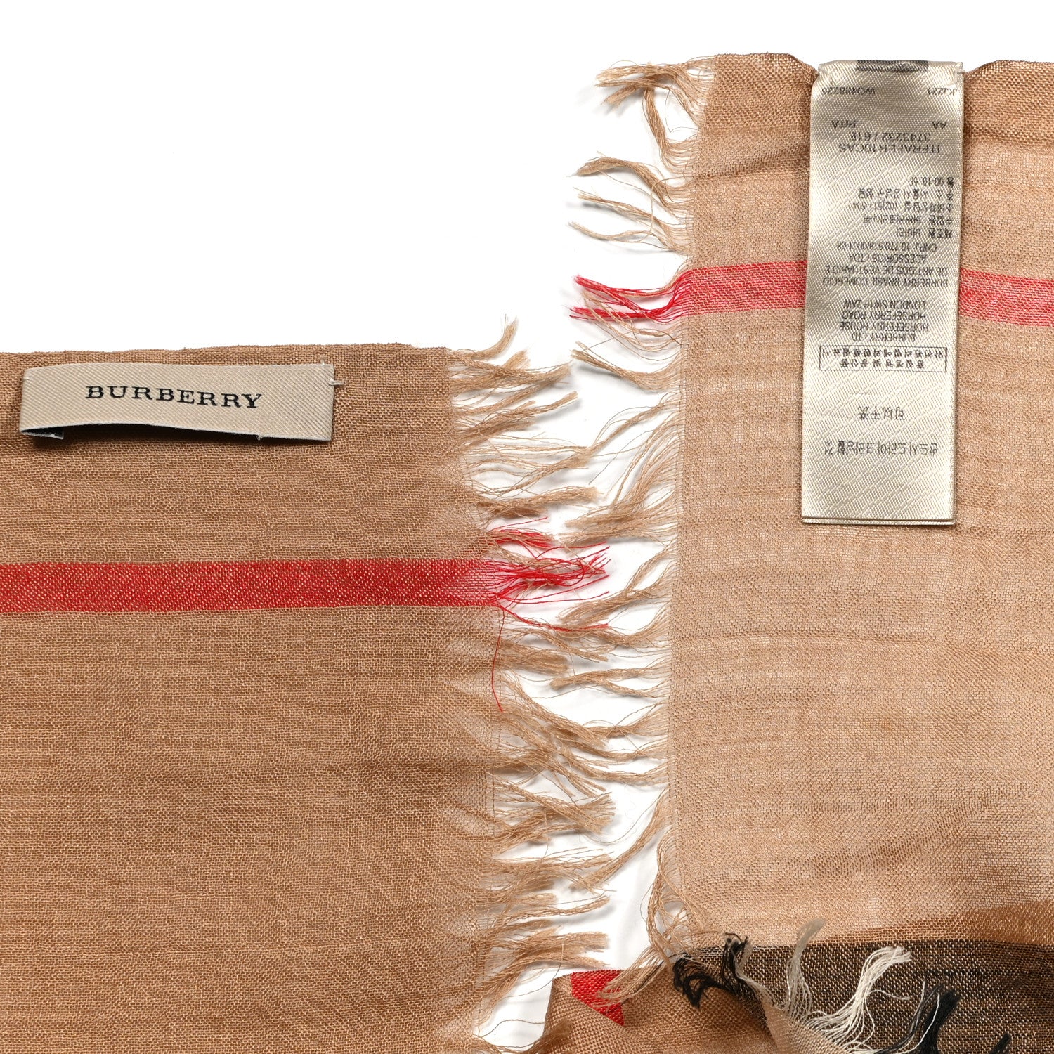 Burberry Wool Silk Gauze Giant Check Lightweight Scarf Archive Beige 3 of 5