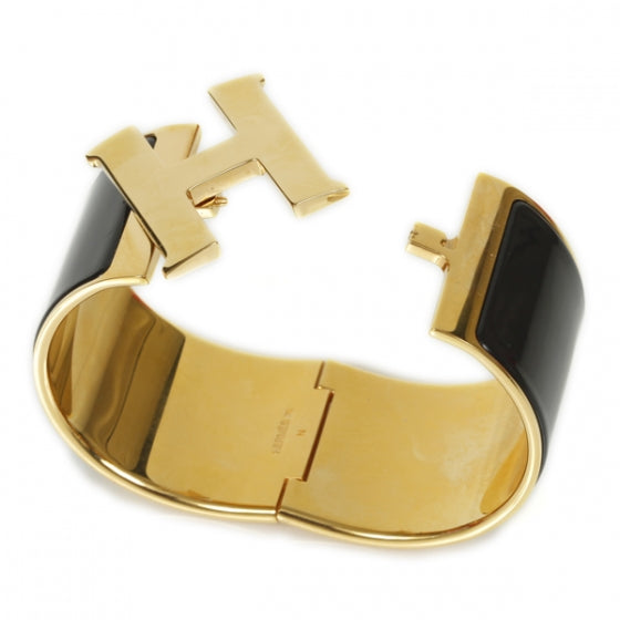 Enamel Clic Clac H Extra Large Bracelet Black
